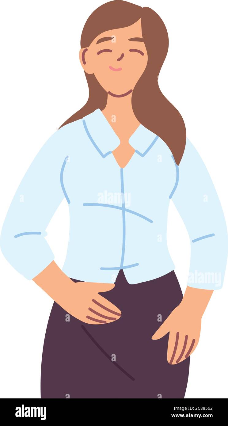 Disegno di cartone animato di donna di capelli di browh, persona femminile di ragazza persone umano e sociale tema di mezzi di comunicazione illustrazione vettoriale Illustrazione Vettoriale