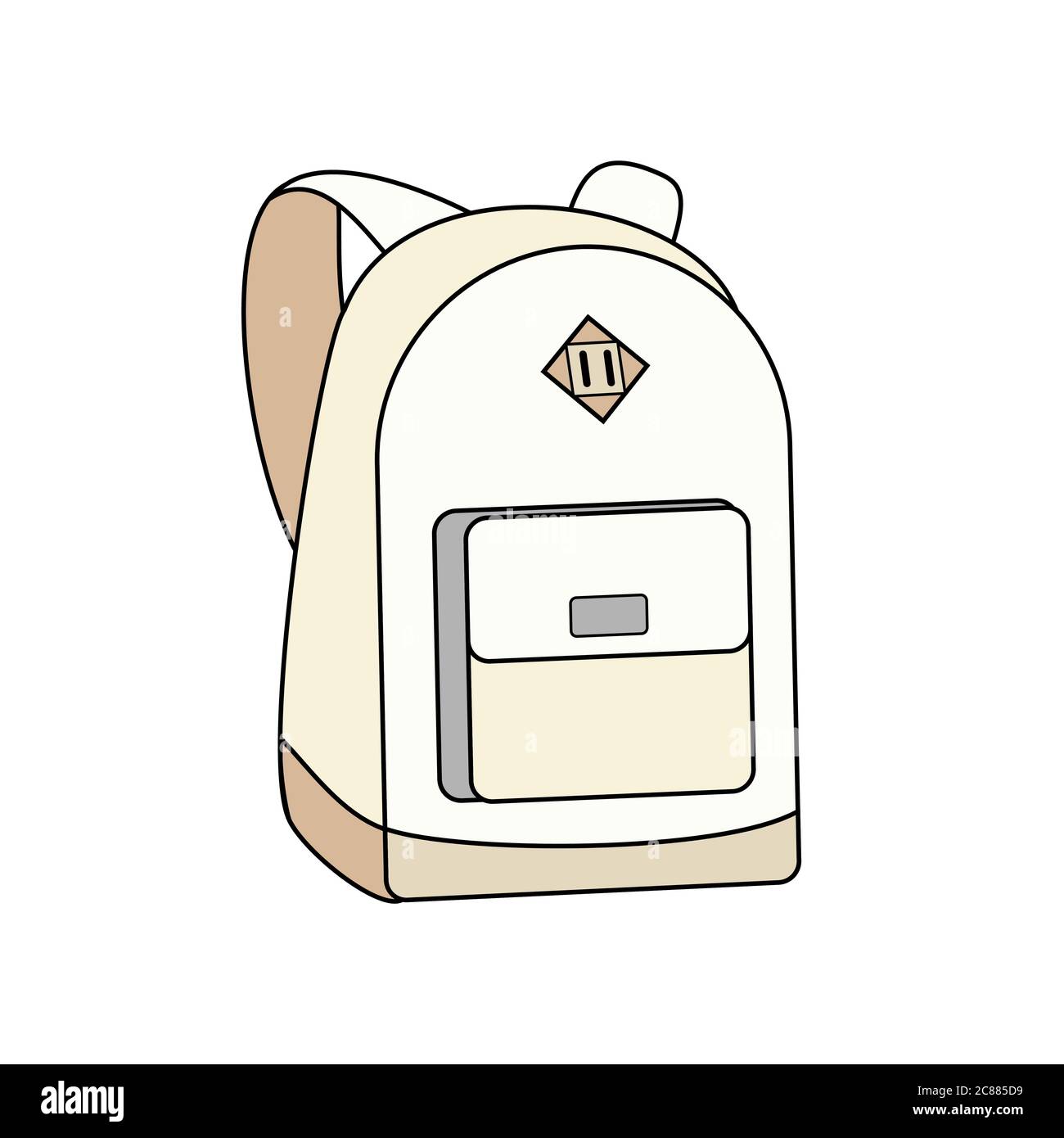 Zaino zaino zaino vettore isolato bianco. Giovane moda hipster scuola ragazzo ragazza knapsack illustrazione logo poster Illustrazione Vettoriale