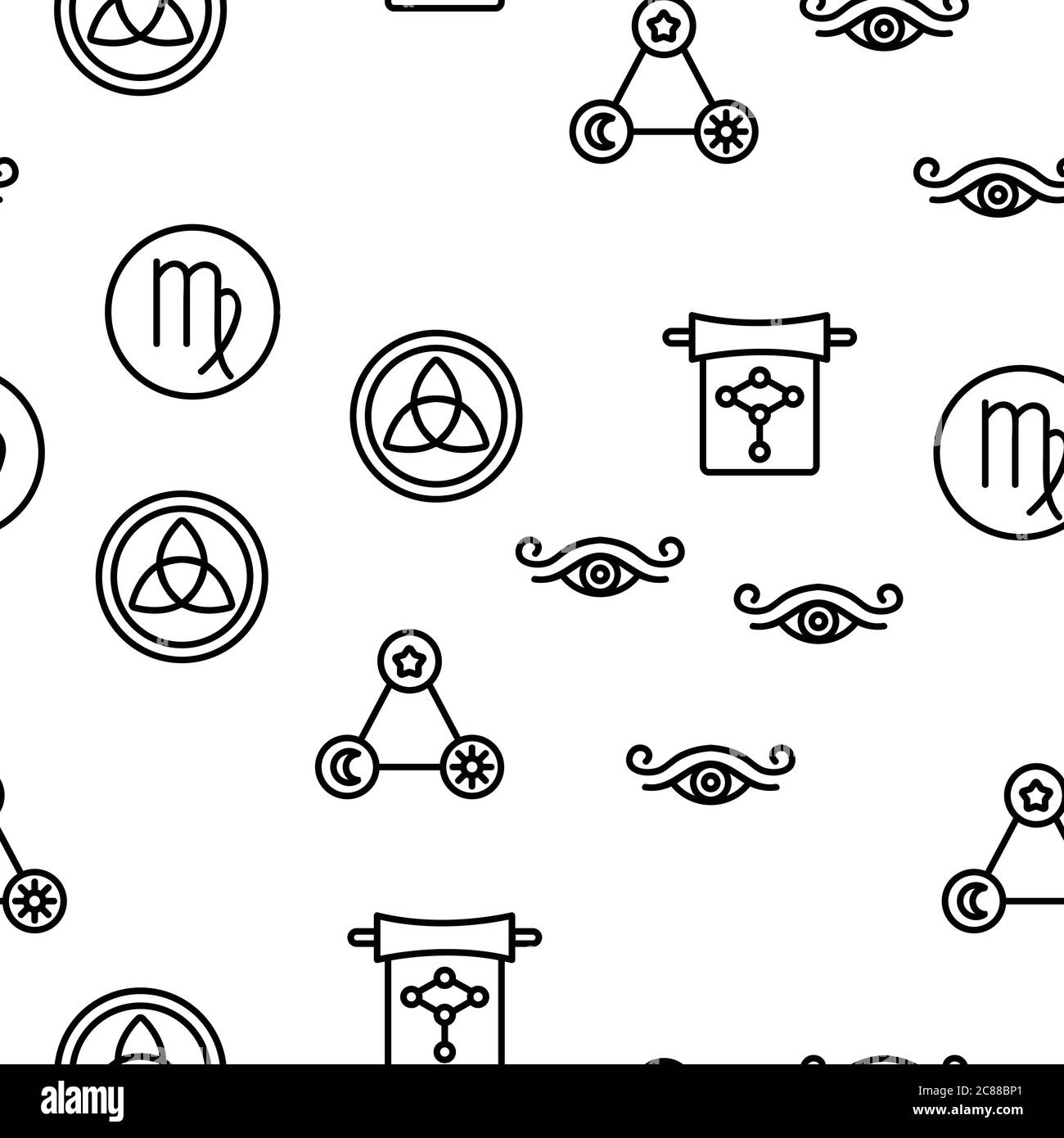 Strumento simbolo mistico motivo senza giunture vettore Illustrazione Vettoriale