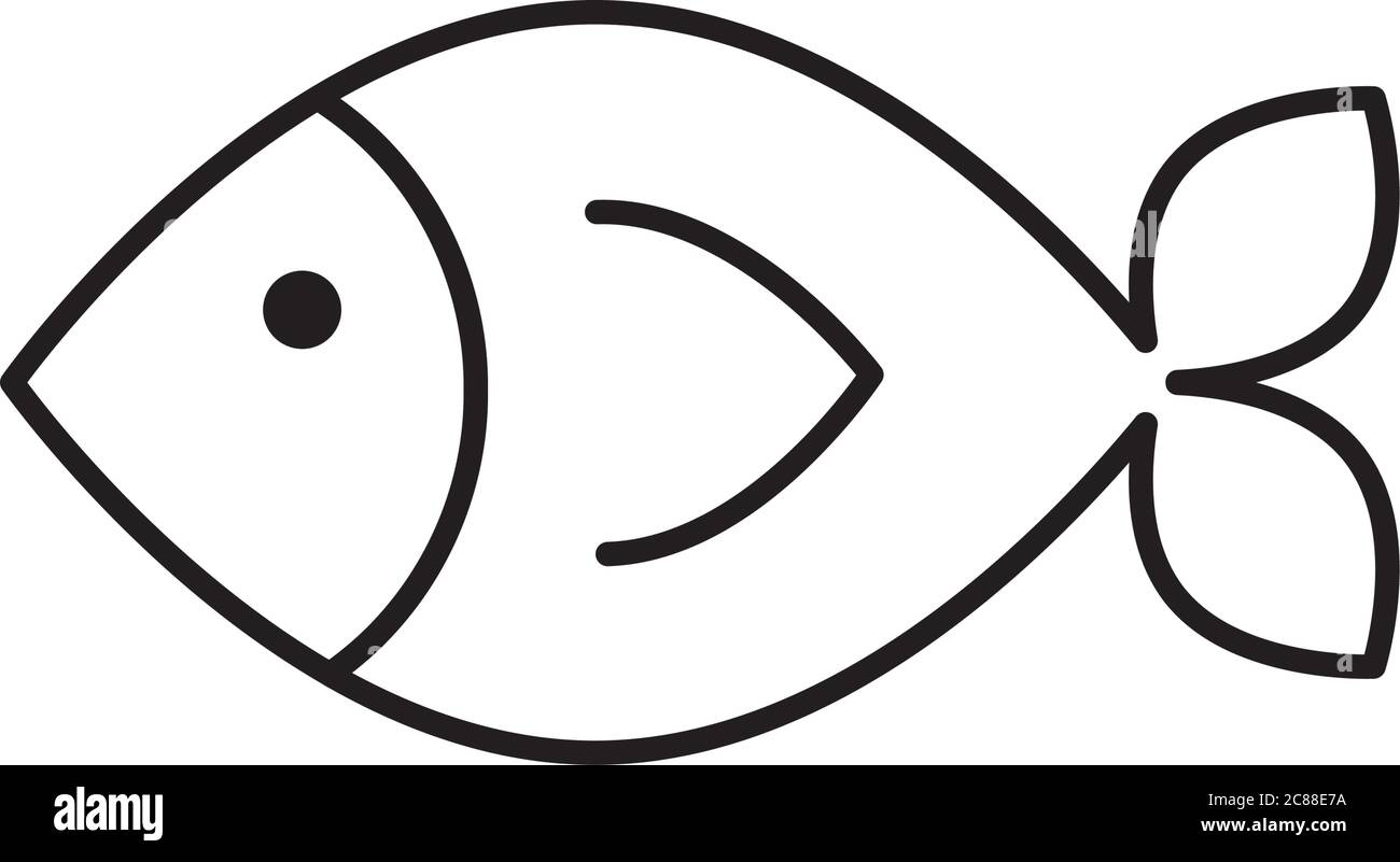 icona del pesce fumetto su sfondo bianco, stile della linea, illustrazione vettoriale Illustrazione Vettoriale
