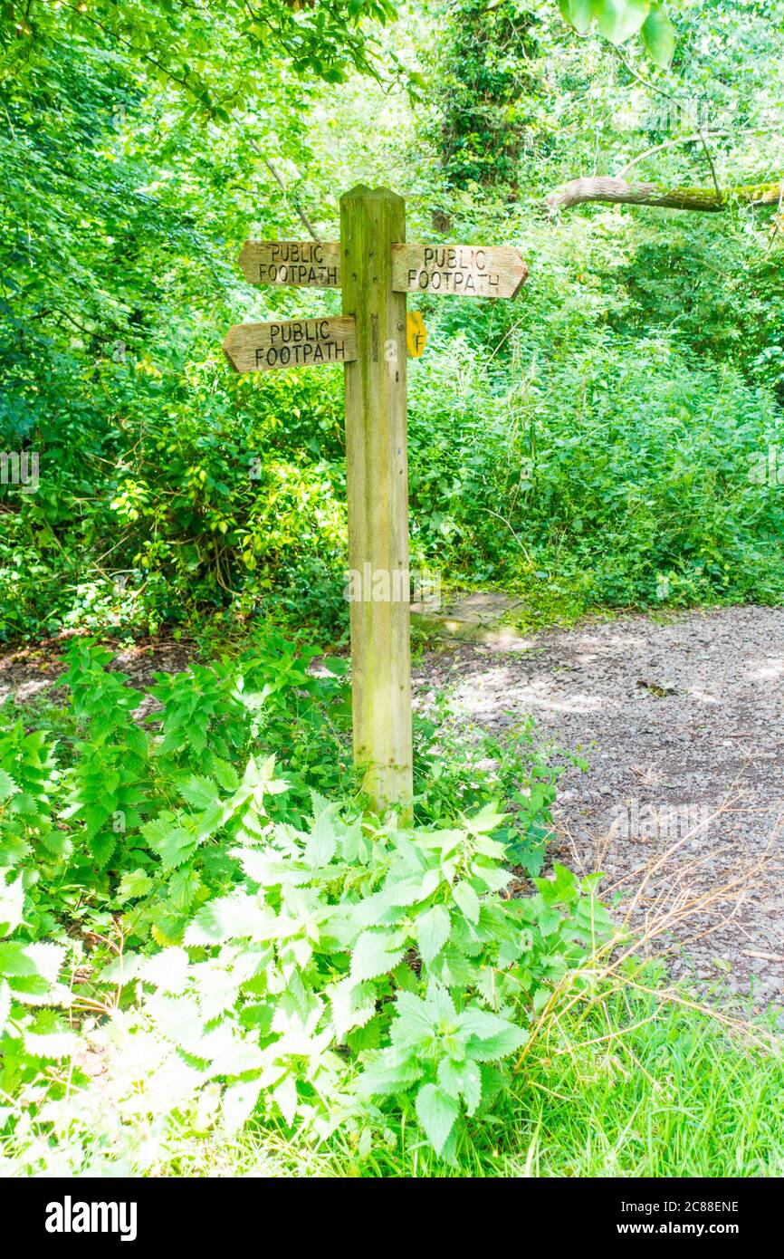 Cartello pubblico con pedaliera, Pilton, Somerset, Inghilterra, Regno Unito. Foto Stock