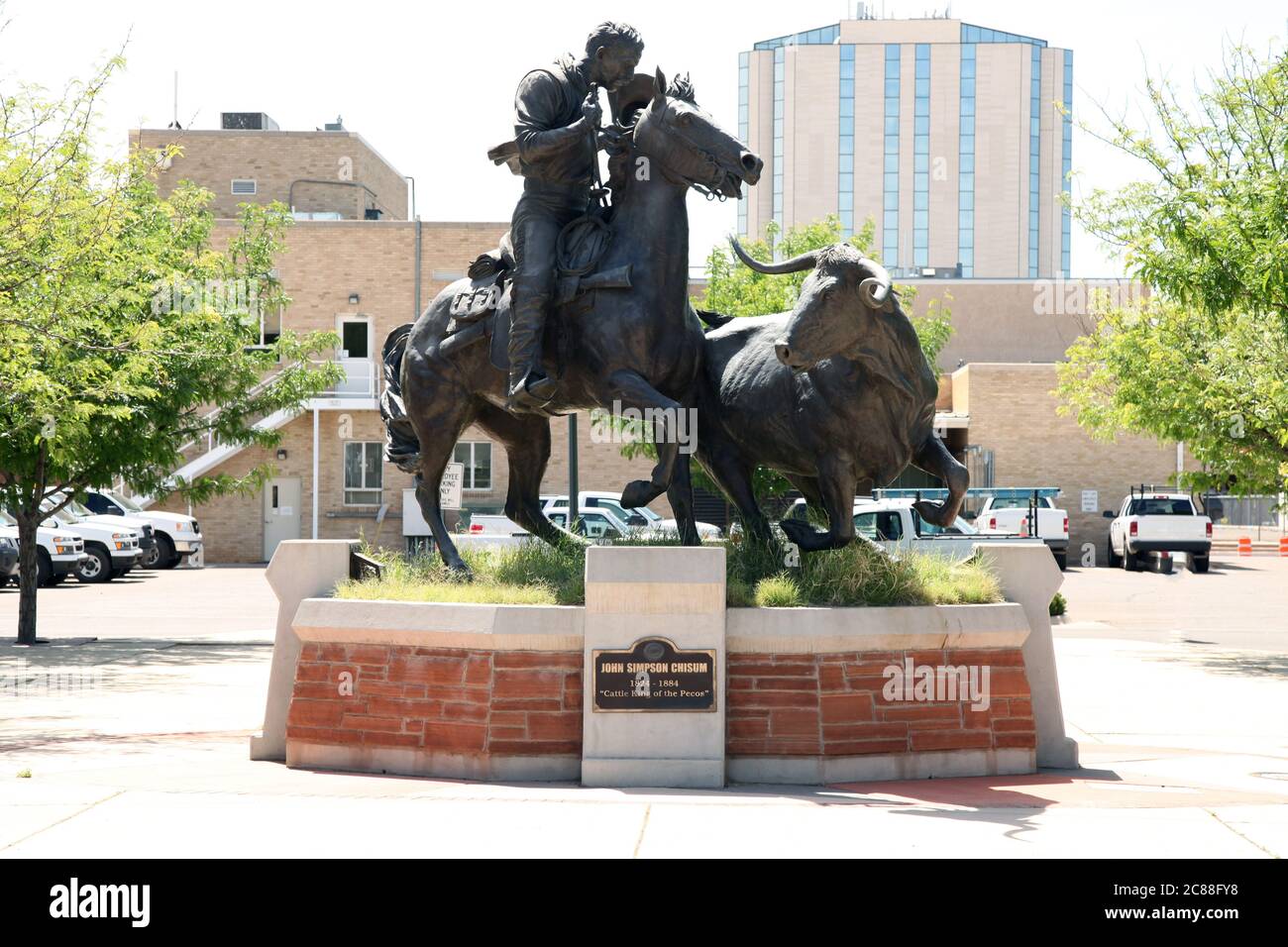 Statua di John Simpson Chisum 'Cattle King of the Pecos', Roswell, New Mexico, USA 2015 Foto Stock