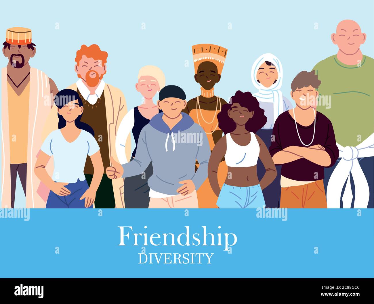 Donne e uomini cartoni animati design, culturale e amicizia diversità tema illustrazione vettoriale Illustrazione Vettoriale