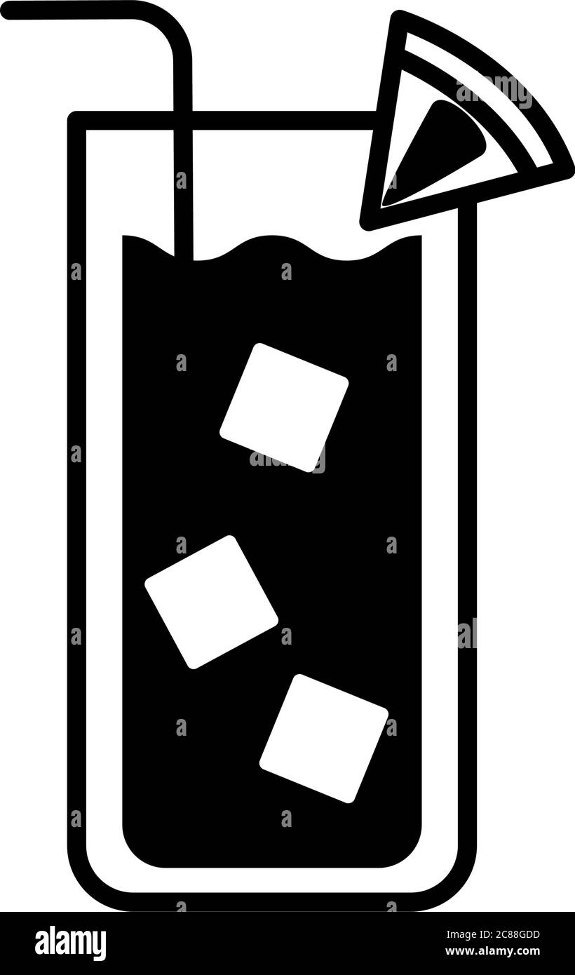 vetro con pompelmo e cubetti di ghiaccio disegno grafico vettoriale a icone Illustrazione Vettoriale