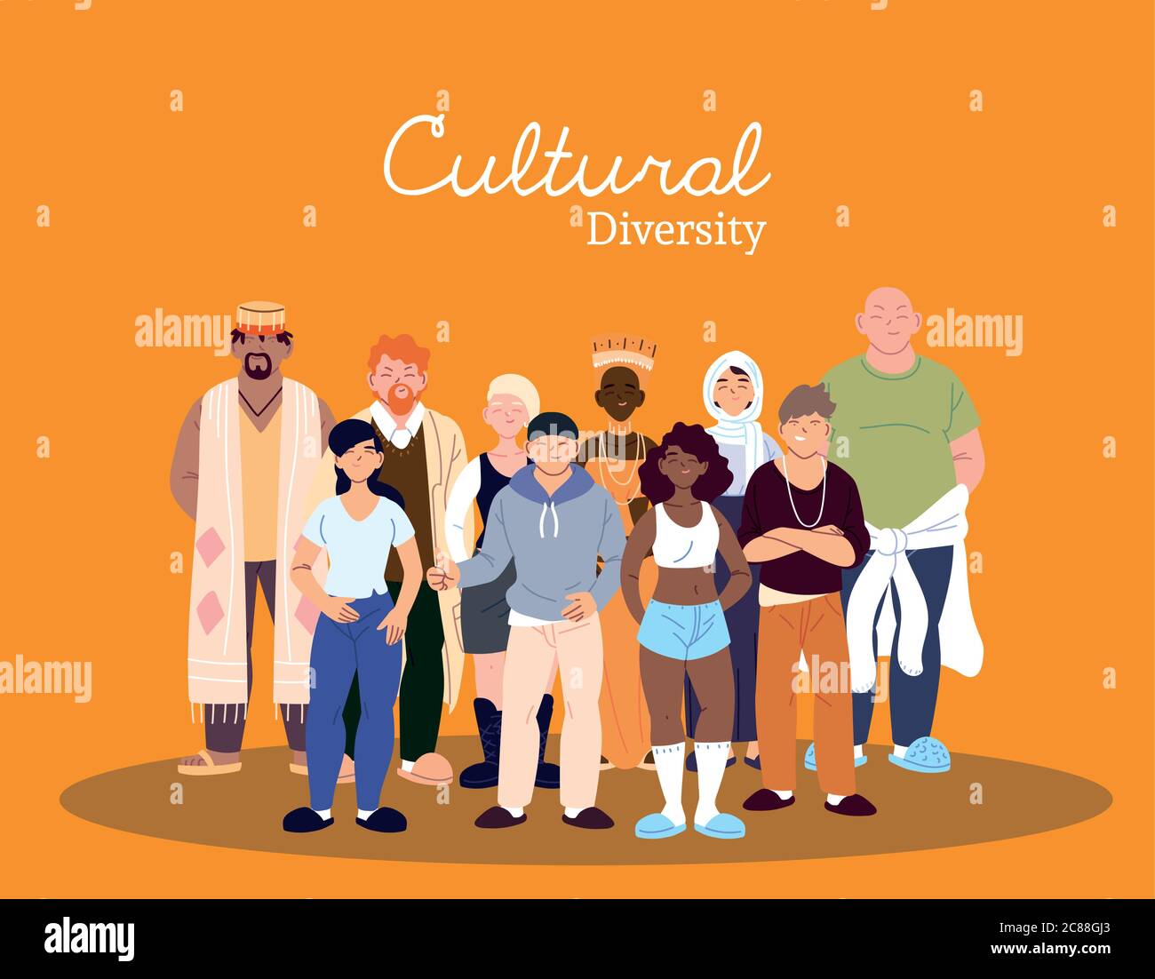 Donne e uomini cartoni animati design, culturale e amicizia diversità tema illustrazione vettoriale Illustrazione Vettoriale