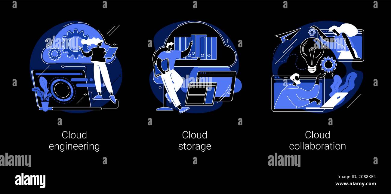 Illustrazioni vettoriali astratte del concetto di cloud computing. Illustrazione Vettoriale