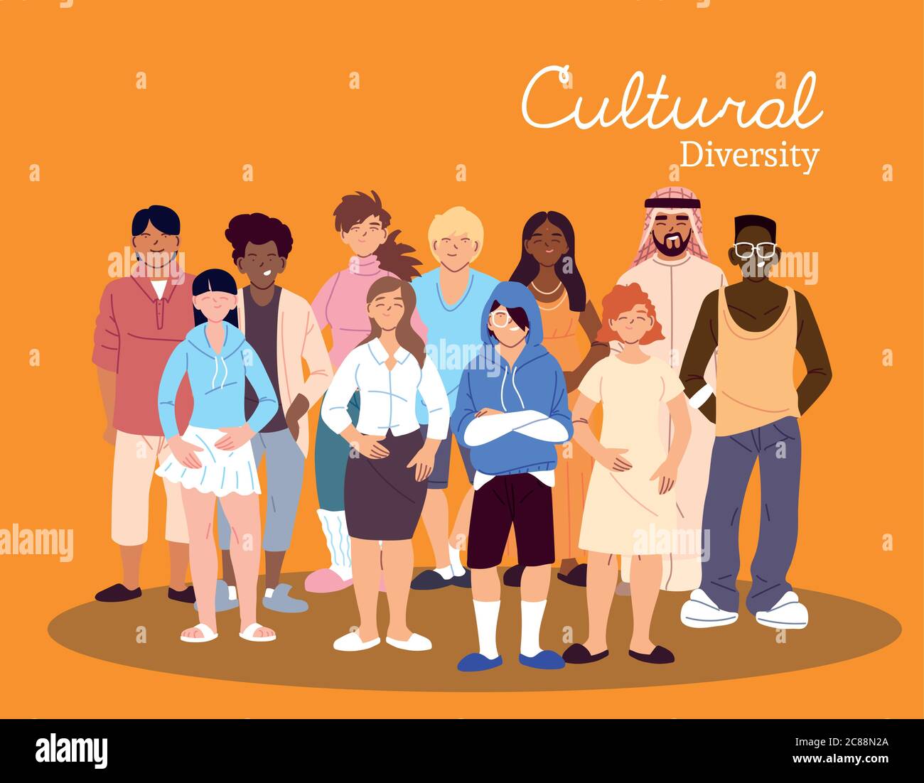 Donne e uomini cartoni animati design, culturale e amicizia diversità tema illustrazione vettoriale Illustrazione Vettoriale
