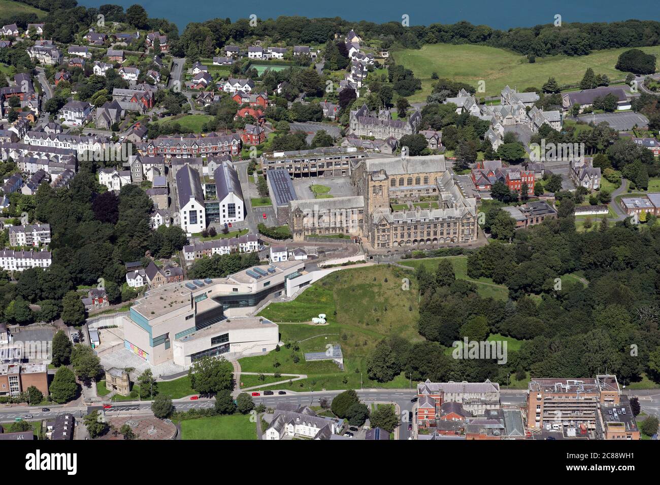 Vista aerea di Bangor nel Galles del Nord Foto Stock