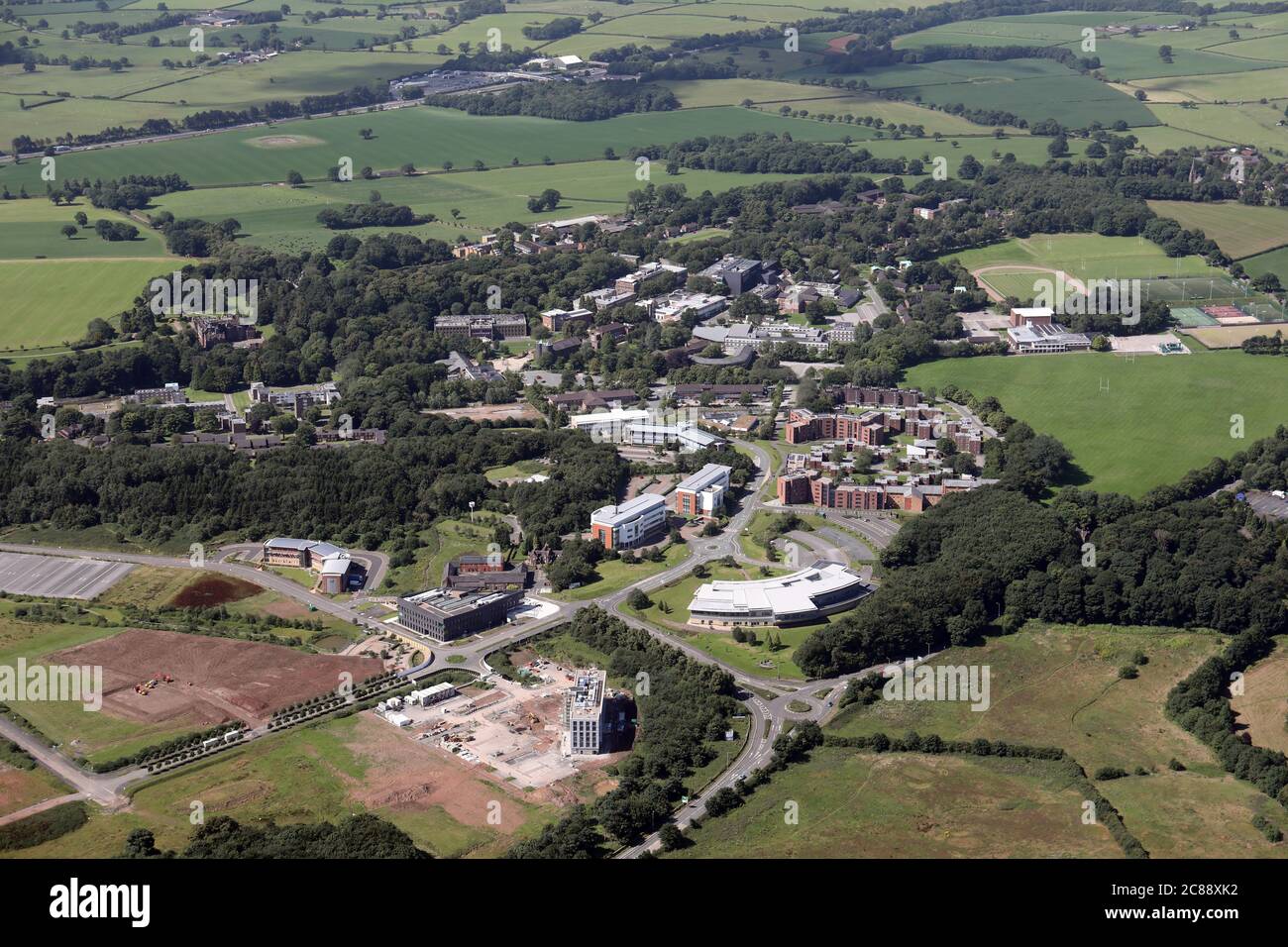 Vista aerea della Keele University, Staffordshire Foto Stock
