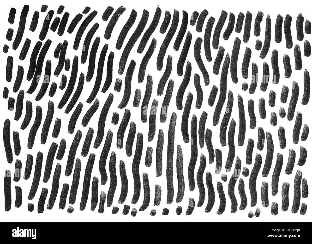 Linee e onde monocromatiche nere - sfondo disegnato a mano. Elemento raster per schede, web-design e decorazione. Grafica semplice e minimalista Foto Stock
