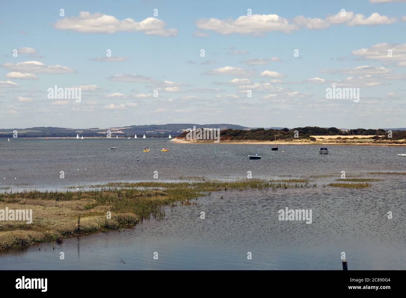 Snowhill Creek in un giorno di tempo equo, West Wittering, Chichester, Regno Unito, luglio 2020 Foto Stock