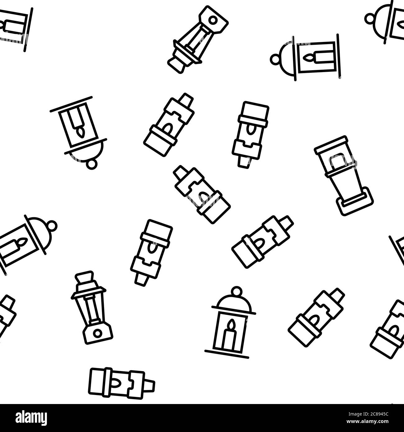 Lantern Equipment Vector Seamless Pattern Illustrazione Vettoriale