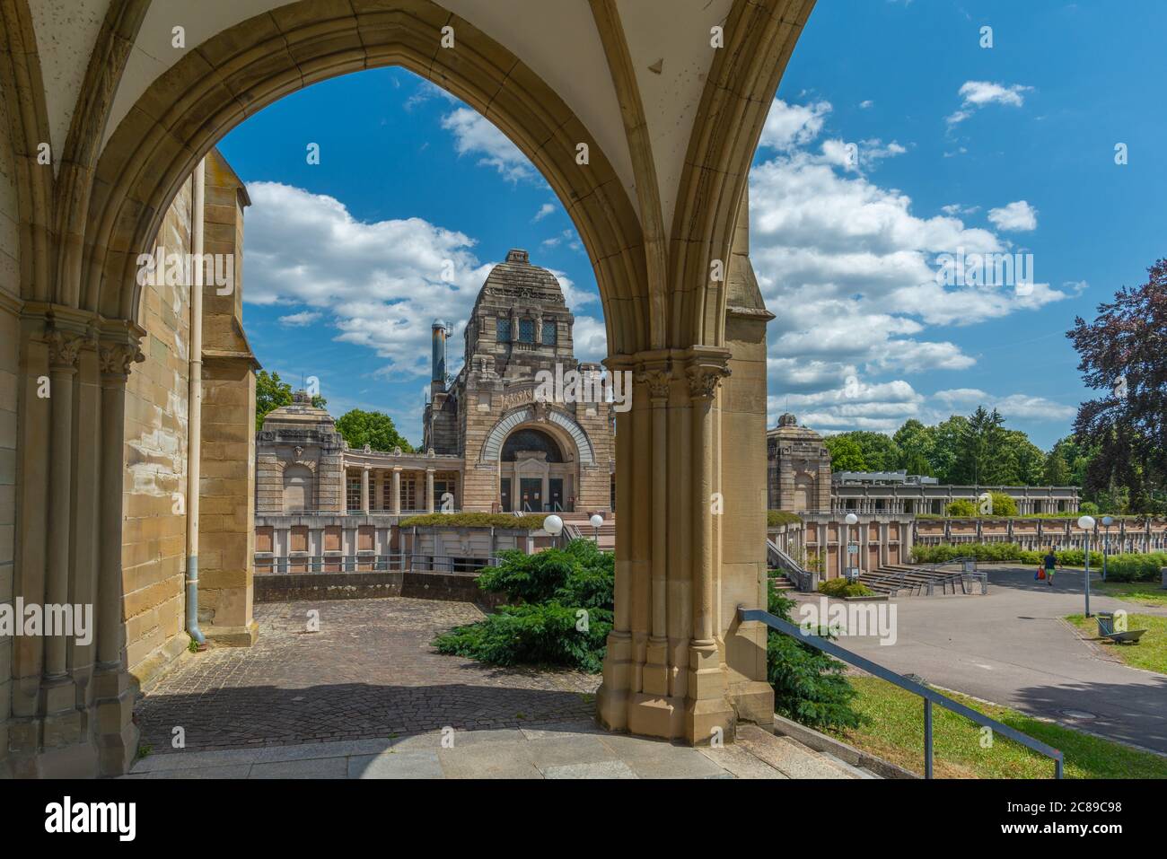 Mausoleo all'interno del Pragfriedhof o del Cimitero di Prag,´s capitale dello stato Stoccarda, Baden-Württemberg, Germania del Sud, Europa Foto Stock