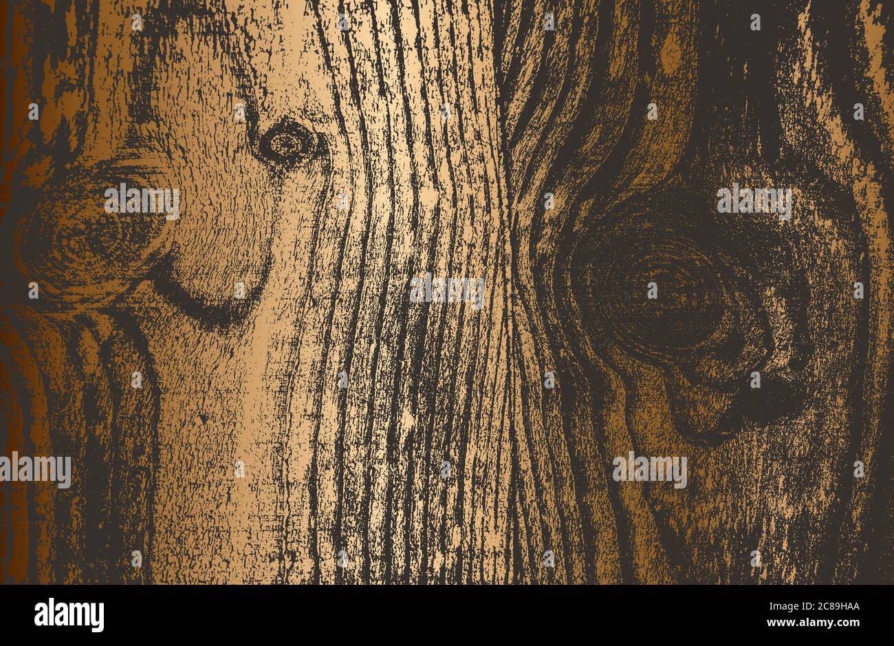 Stressato sovrapposizione di legno dorato trama tavola, grunge sfondo. Illustrazione Vettoriale