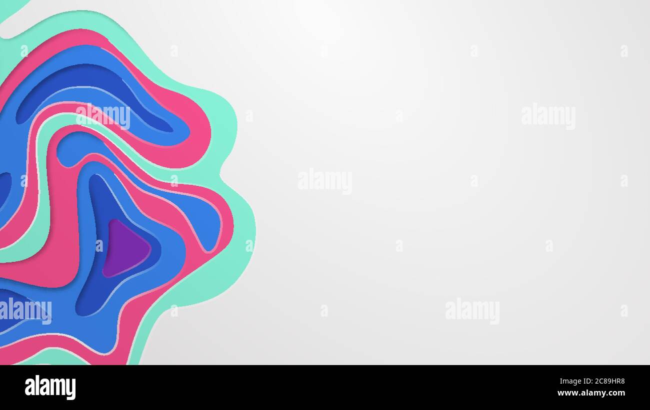 Sfondo vettoriale multilivello con topografia astratta o disegno liquido scorrevole, colorato su bianco Illustrazione Vettoriale