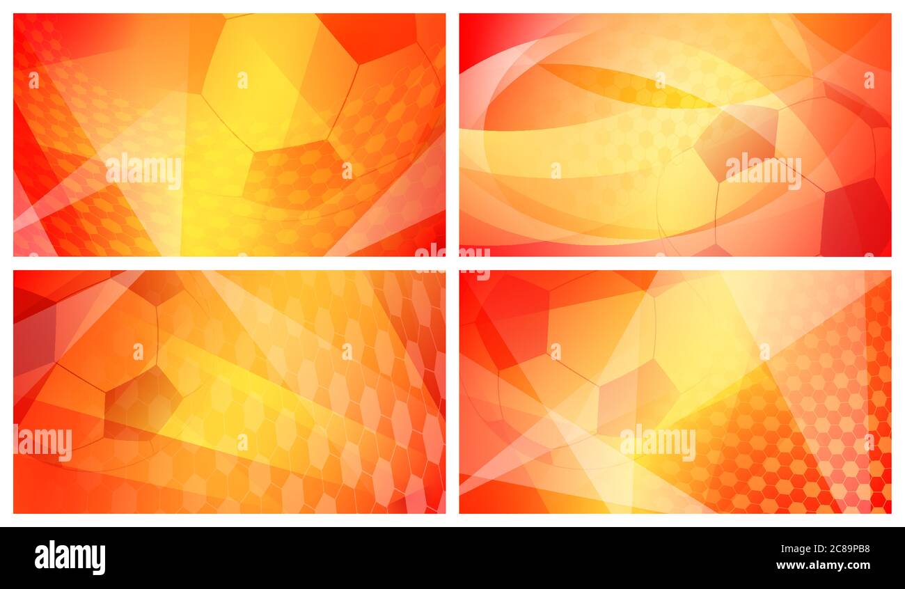 Set di quattro sfondi astratti di calcio o calcio con grande palla in colori nazionali della Spagna Illustrazione Vettoriale