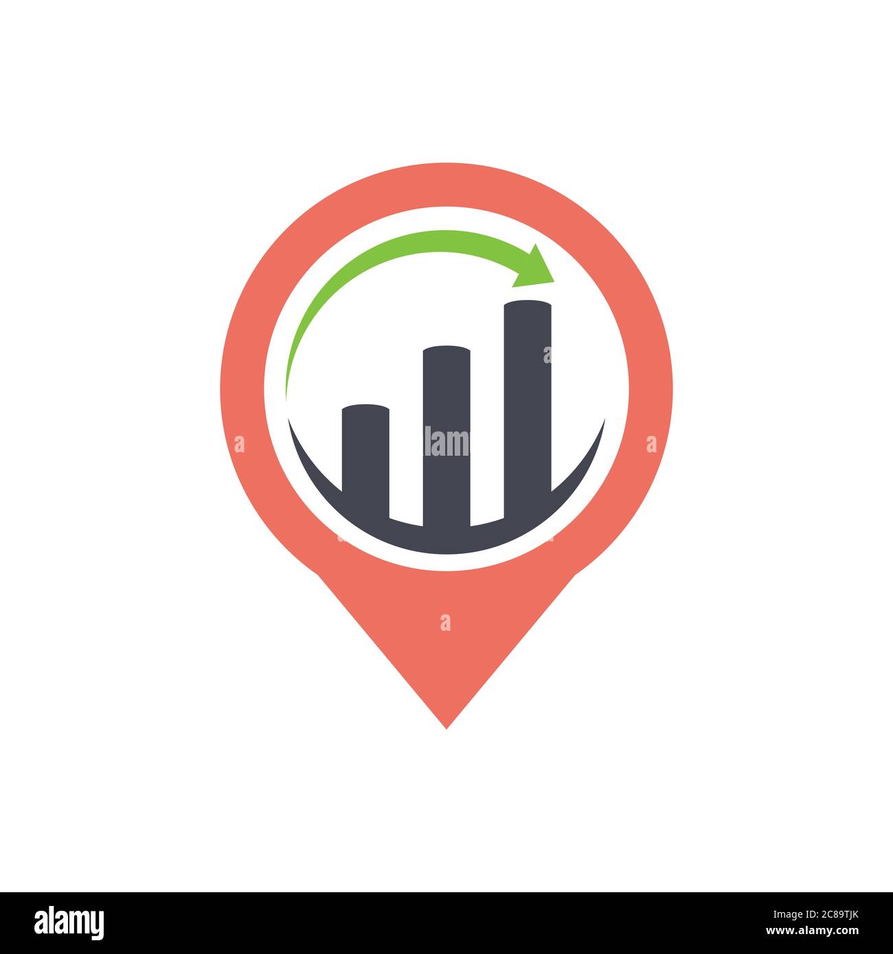 Puntatore GPS icona di business e finanza logo design economico marketing grafico e freccia logo illustrazione vettoriale Illustrazione Vettoriale