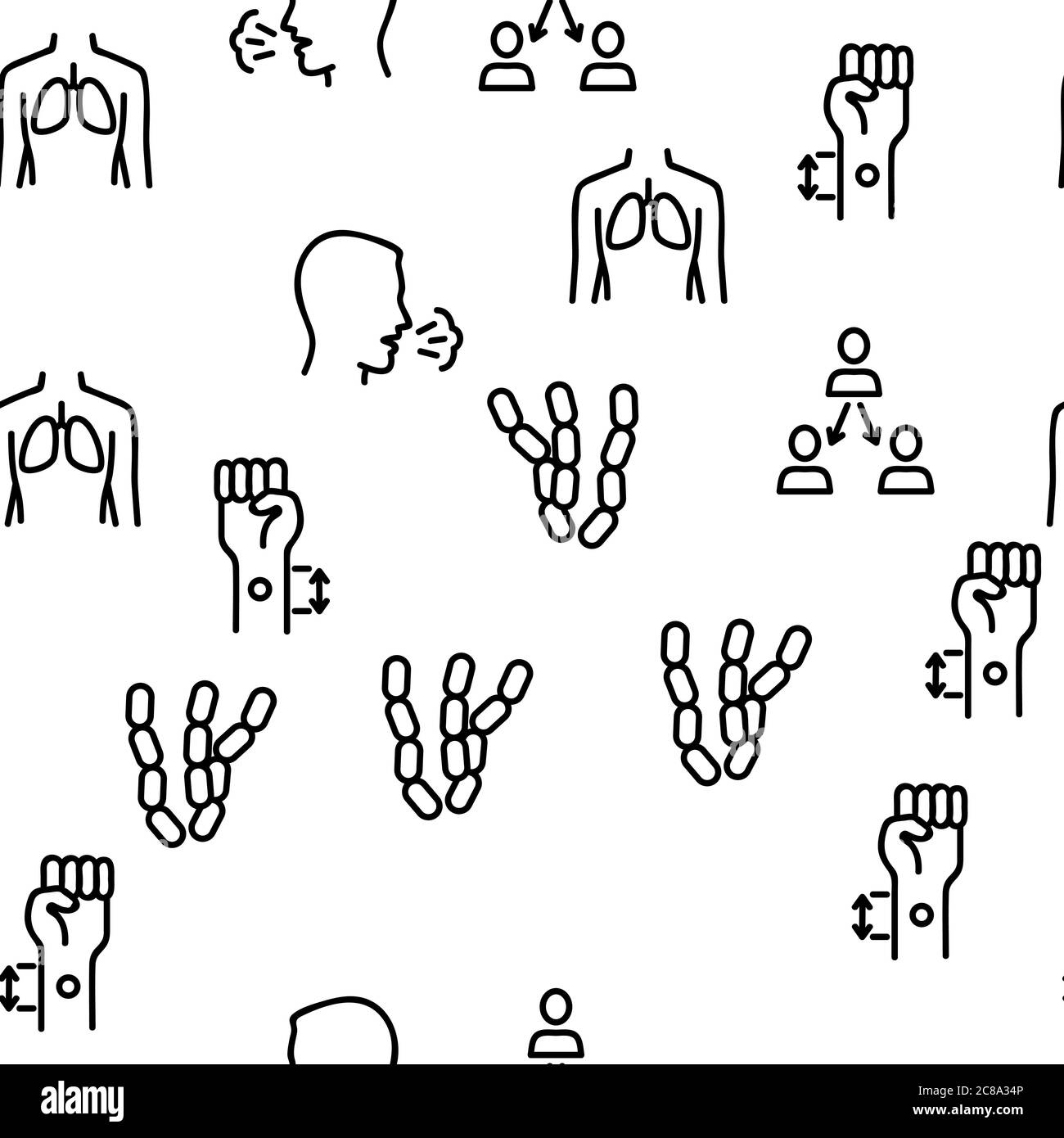 Tuberculosis Disease Vector Seamless Pattern Illustrazione Vettoriale