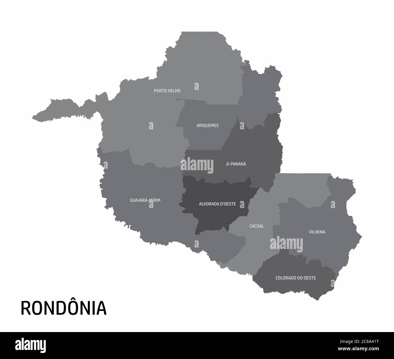 Mappa delle regioni dello Stato di Rondonia Illustrazione Vettoriale