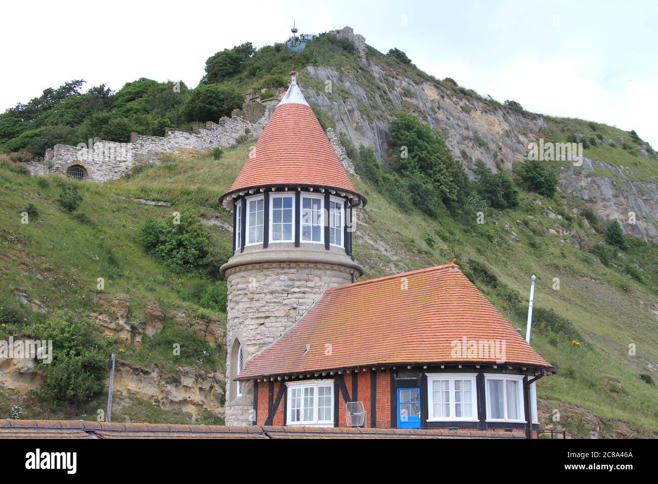 Paesaggi della città balneare di Sacrborough Foto Stock