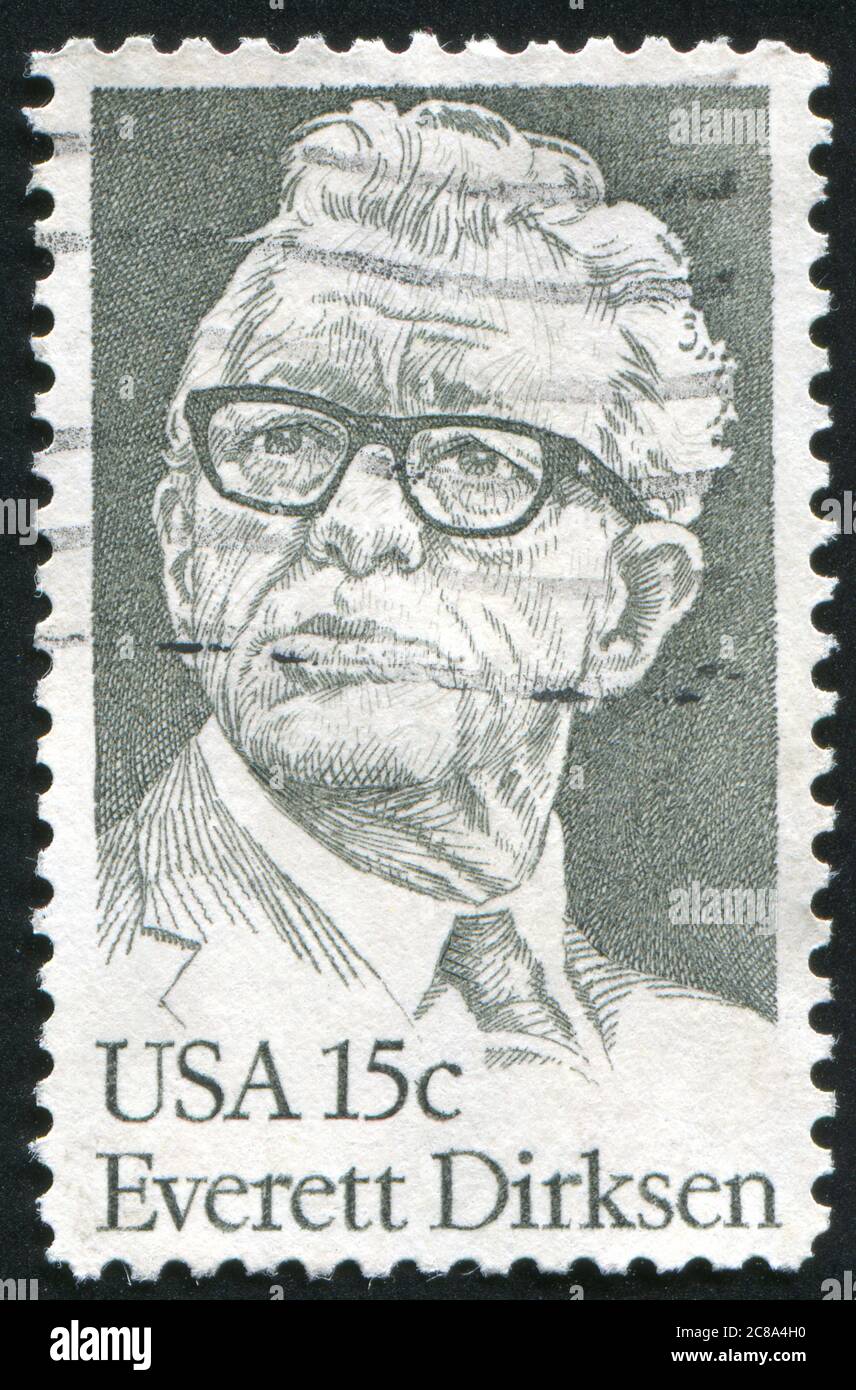 STATI UNITI - CIRCA 1981: Francobollo stampato dagli Stati Uniti, mostra Everett Dirksen, circa 1981 Foto Stock