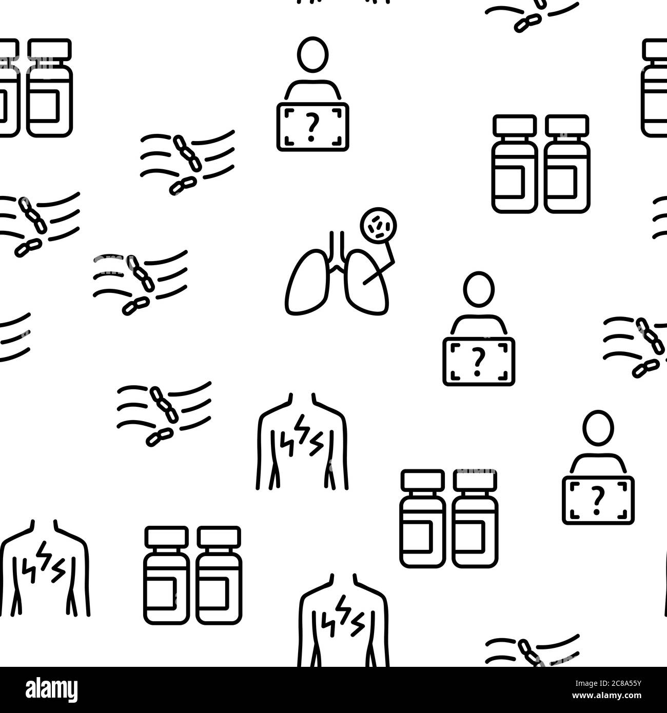 Tuberculosis Disease Vector Seamless Pattern Illustrazione Vettoriale