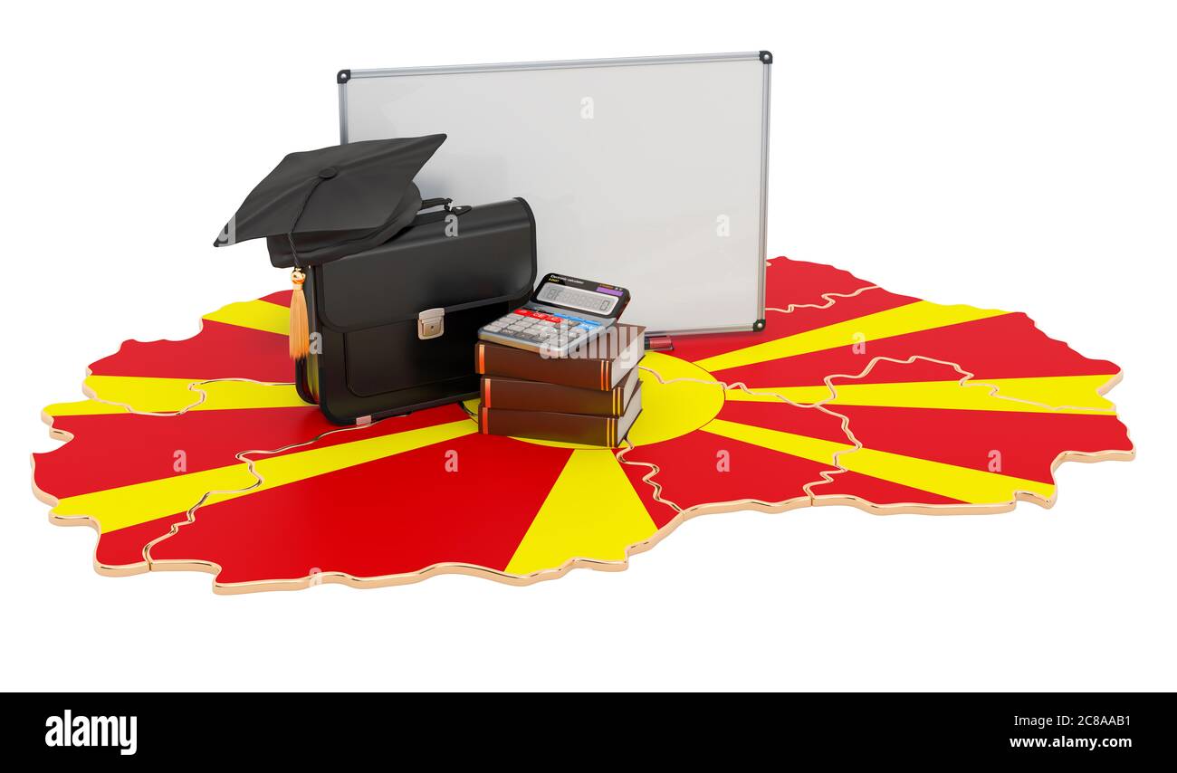 Business Education in Macedonia Concept, rendering 3D isolato su sfondo bianco Foto Stock