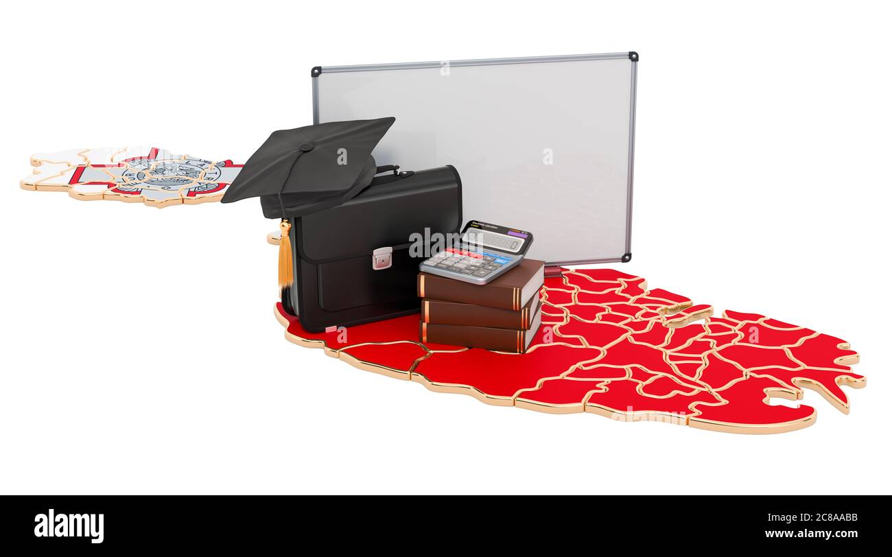 Business Education in Malta Concept, rendering 3D isolato su sfondo bianco Foto Stock