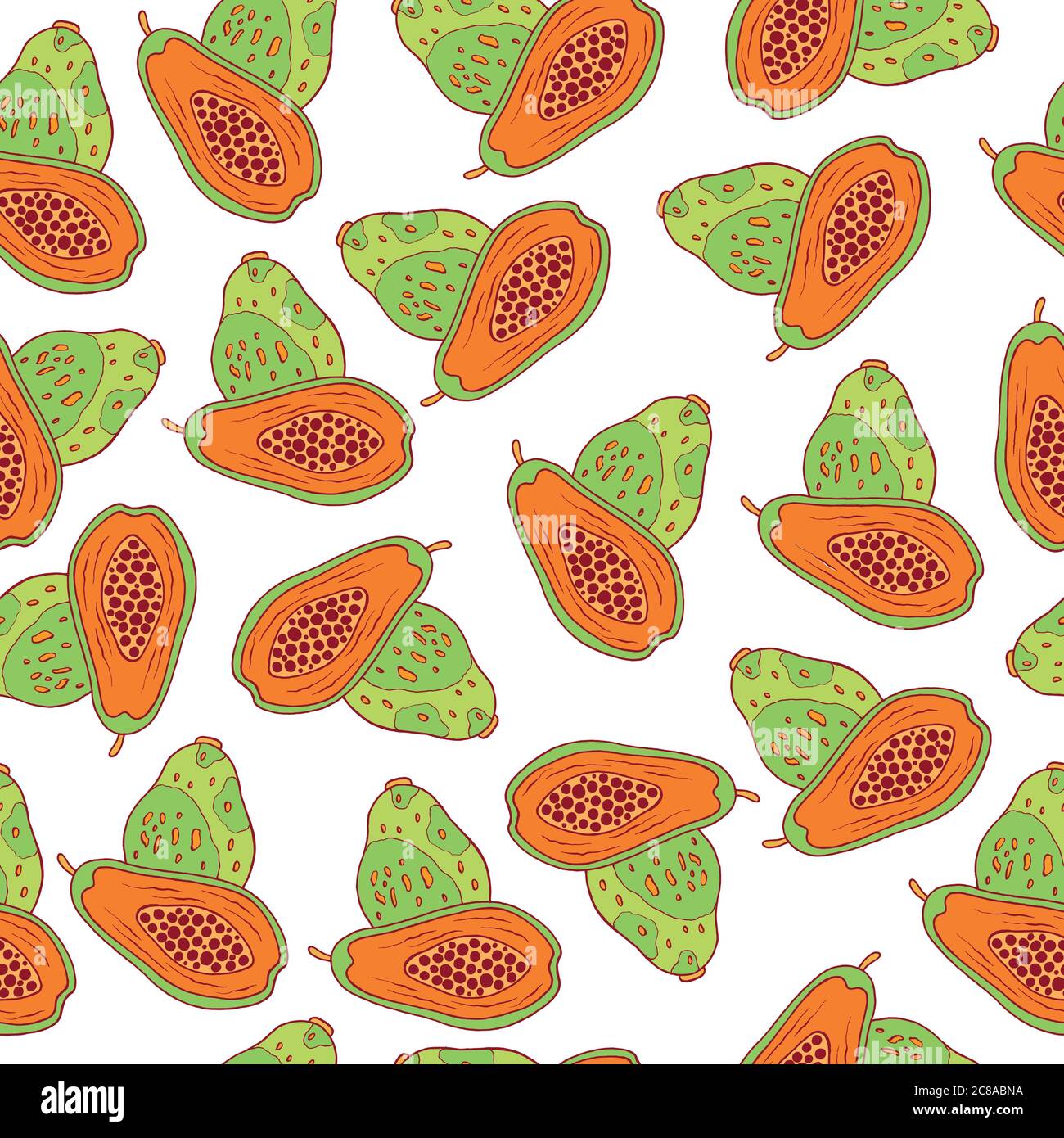 Modello senza giunture papaya. Grafica raster sfondo con trop Illustrazione Vettoriale