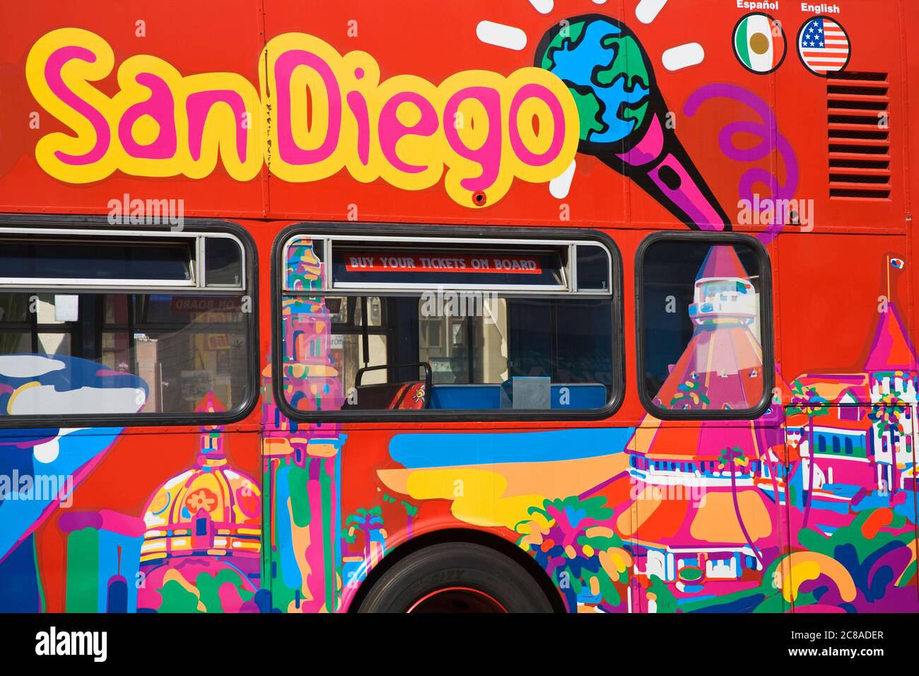 Tour in autobus di San Diego, Old Town state Historic Park, San Diego, California, Stati Uniti Foto Stock