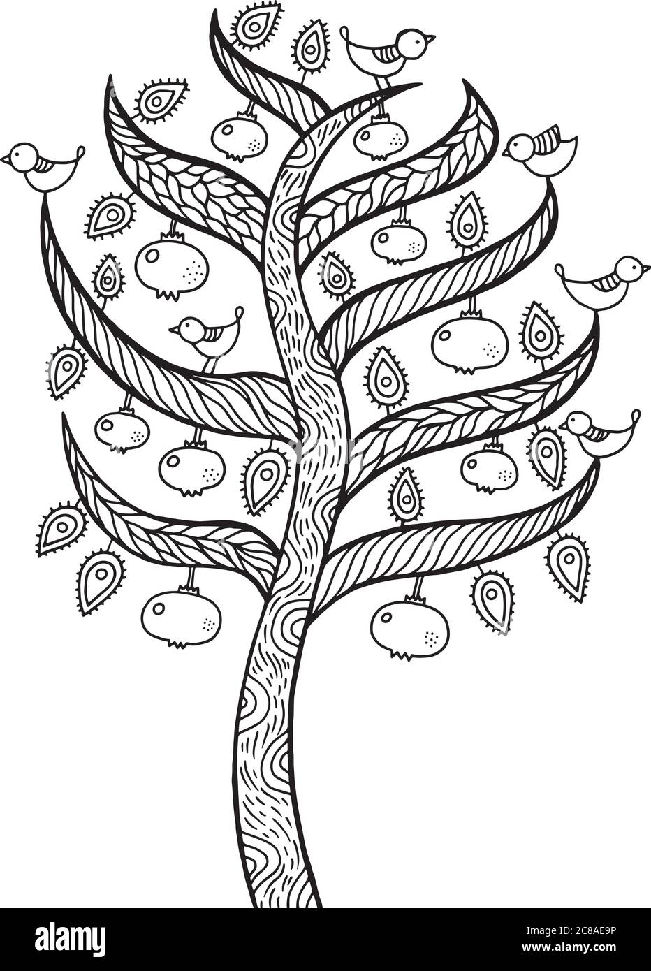wallpapers Albero Melograno Disegno https www alamy it melograno albero illustrazione bambini disegno di arte di doodle di contorno image366565746 html