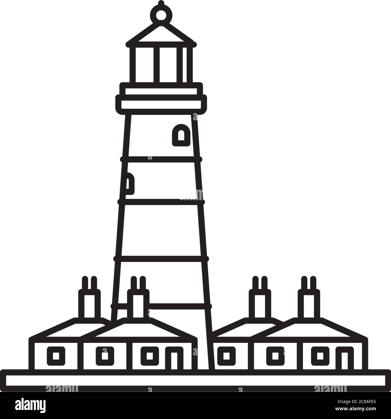 Faro di Happisburgh presso la costa di Norfolk icona della linea vettoriale. Illustrazione Vettoriale