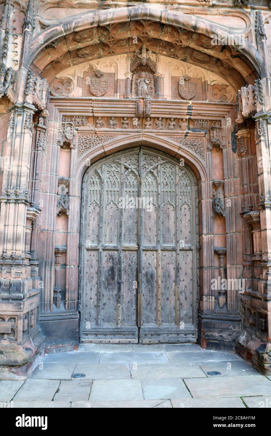 Porta della Cattedrale di Chester Foto Stock