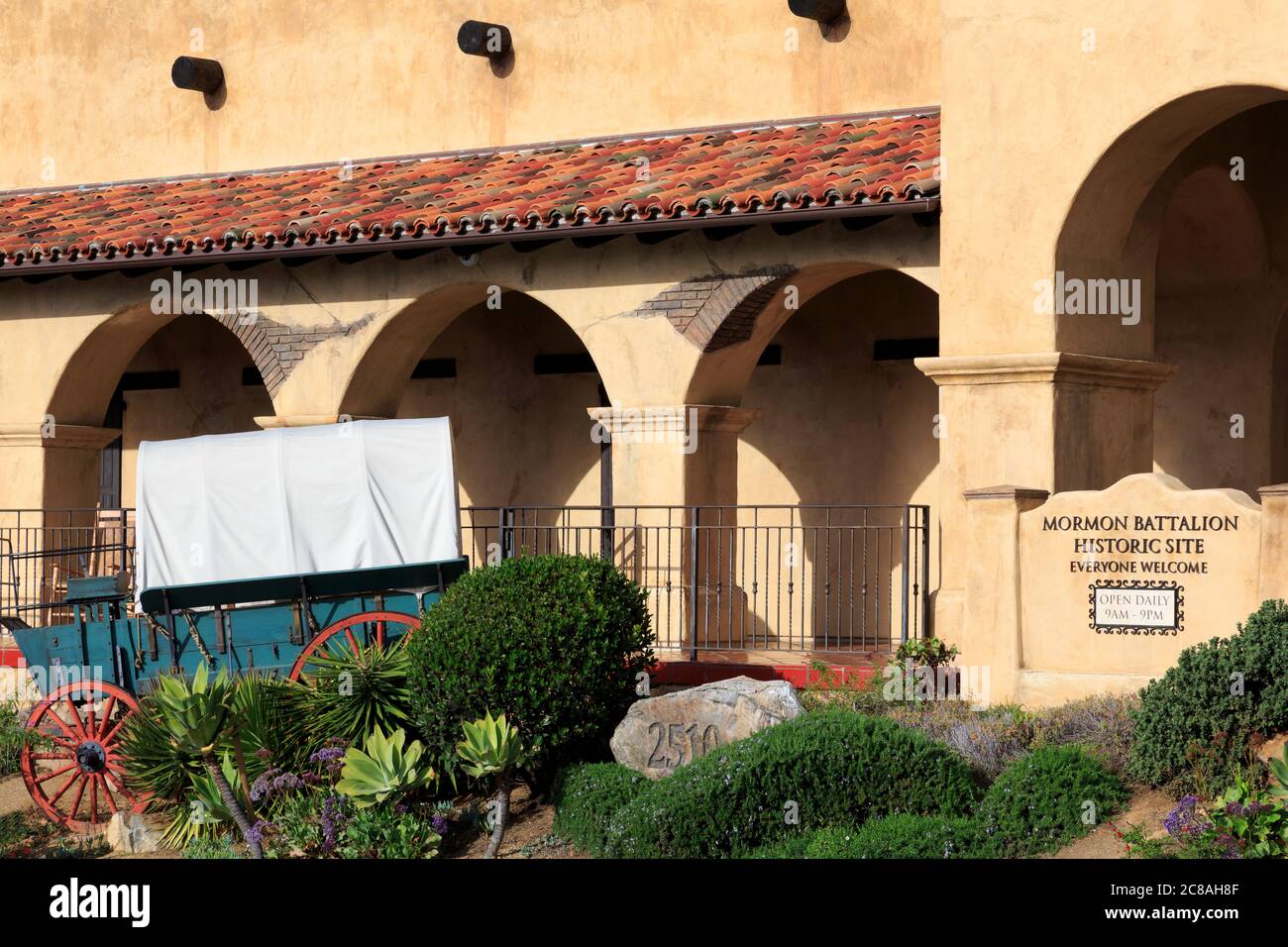 Luogo storico di Mormon Battaglione, centro storico di San Diego, California, Stati Uniti Foto Stock