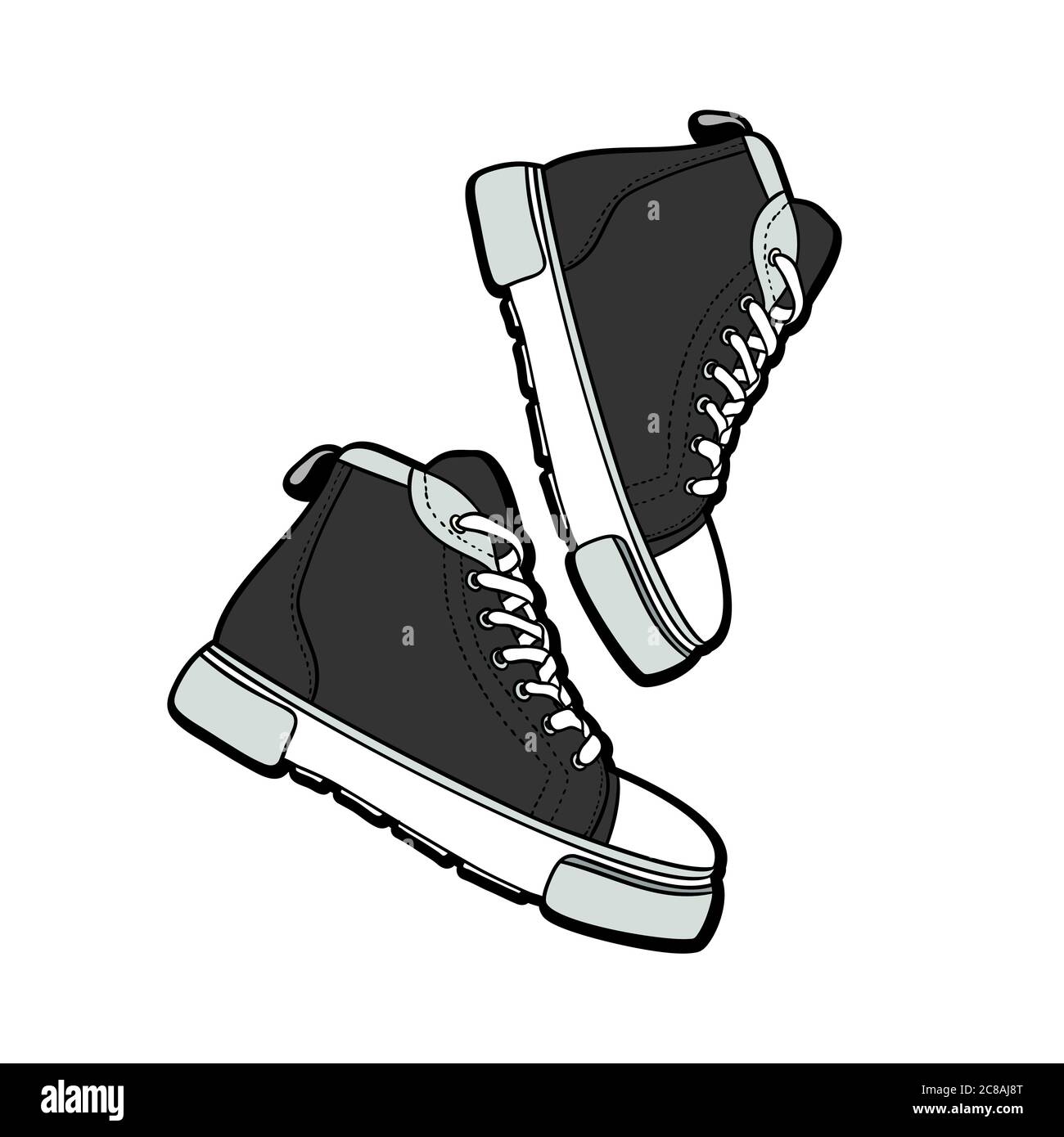 Scarpe da ginnastica isolate. Illustrazione vettoriale disegnata a mano di  scarpe nere. Stivali sportivi disegnati a mano per logo, poster, cartolina,  libretto di moda, volantino Immagine e Vettoriale - Alamy