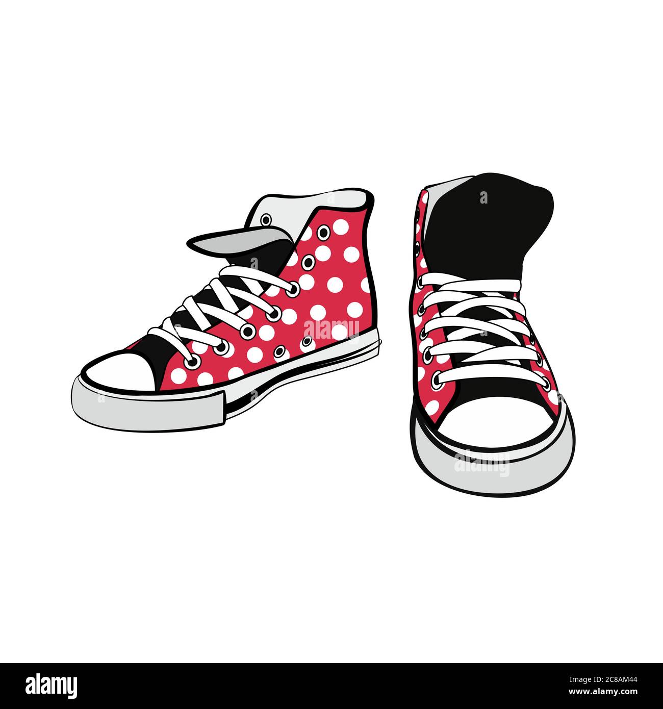 Scarpe da ginnastica isolate. Illustrazione vettoriale disegnata a mano  scarpe rosse pallini bianchi polka. Stivali sportivi disegnati a mano per  logo Immagine e Vettoriale - Alamy