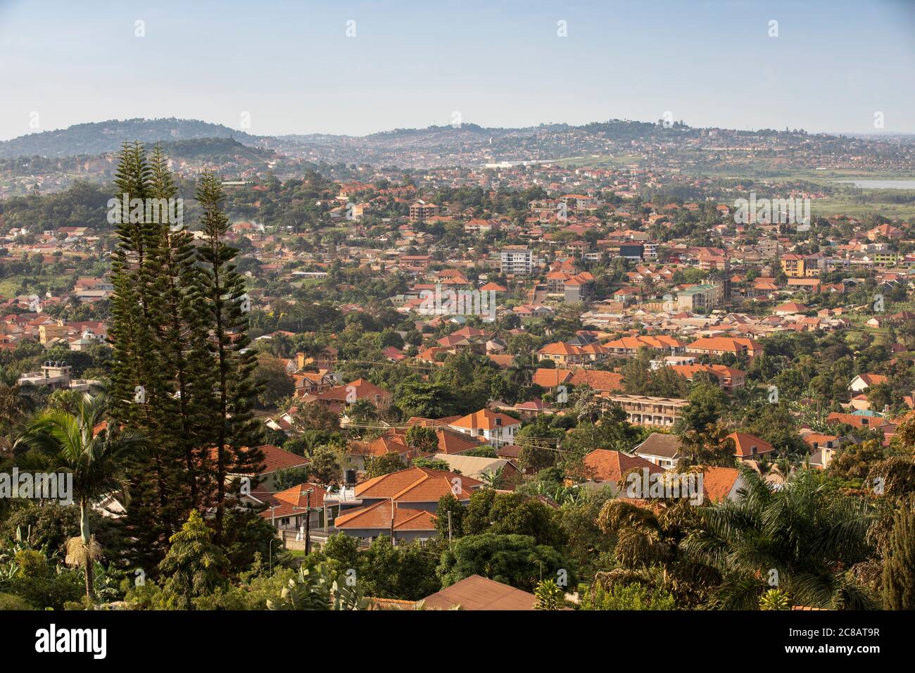 Kampala, la capitale dell'Uganda, si trova sulle rive del lago Victoria, il più grande lago d'acqua dolce dell'Africa. Foto Stock