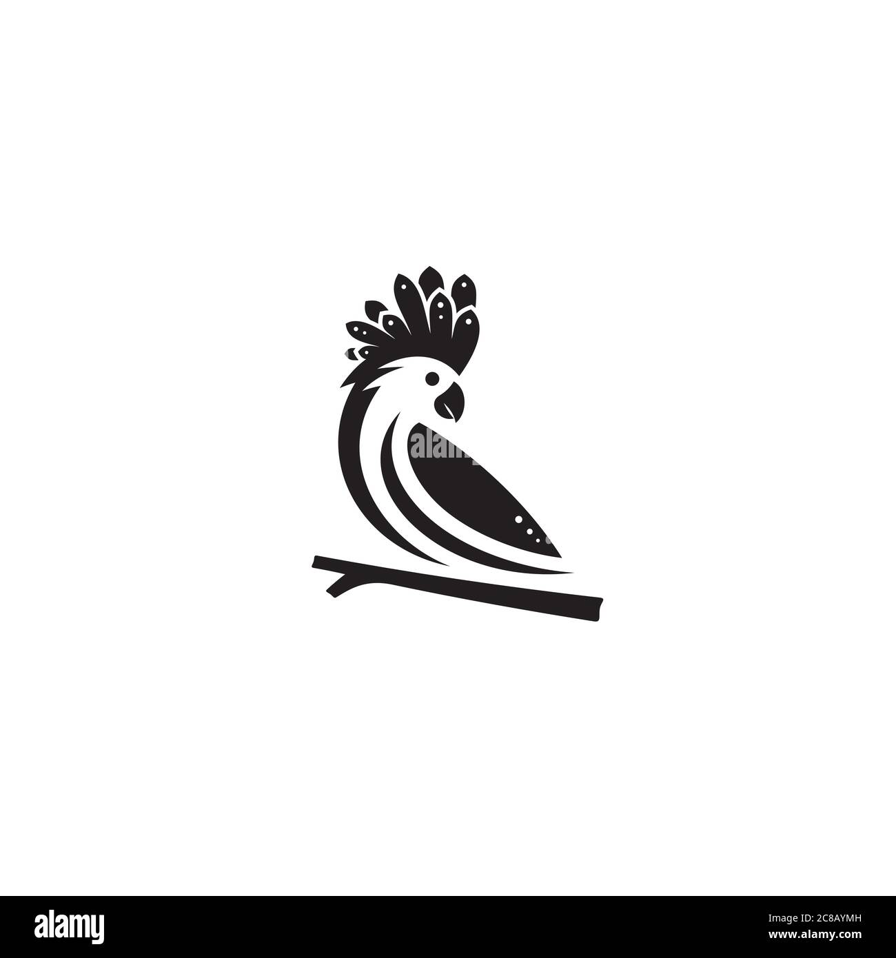 Logo Cockatoo nero / icona design Illustrazione Vettoriale