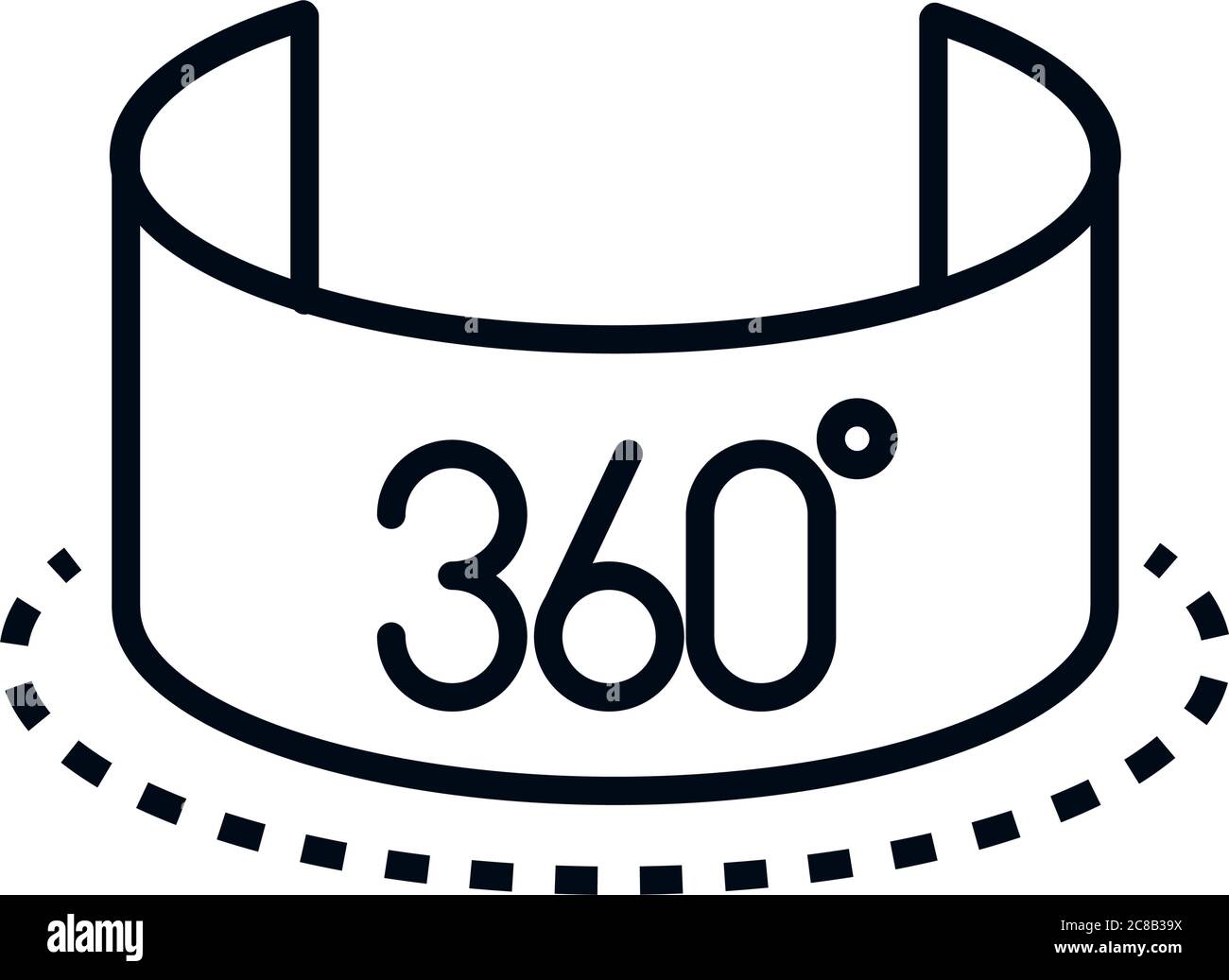 vista a 360 gradi virtual tour panoramica qualità rotazione lineare stile icona disegno vettoriale Illustrazione Vettoriale