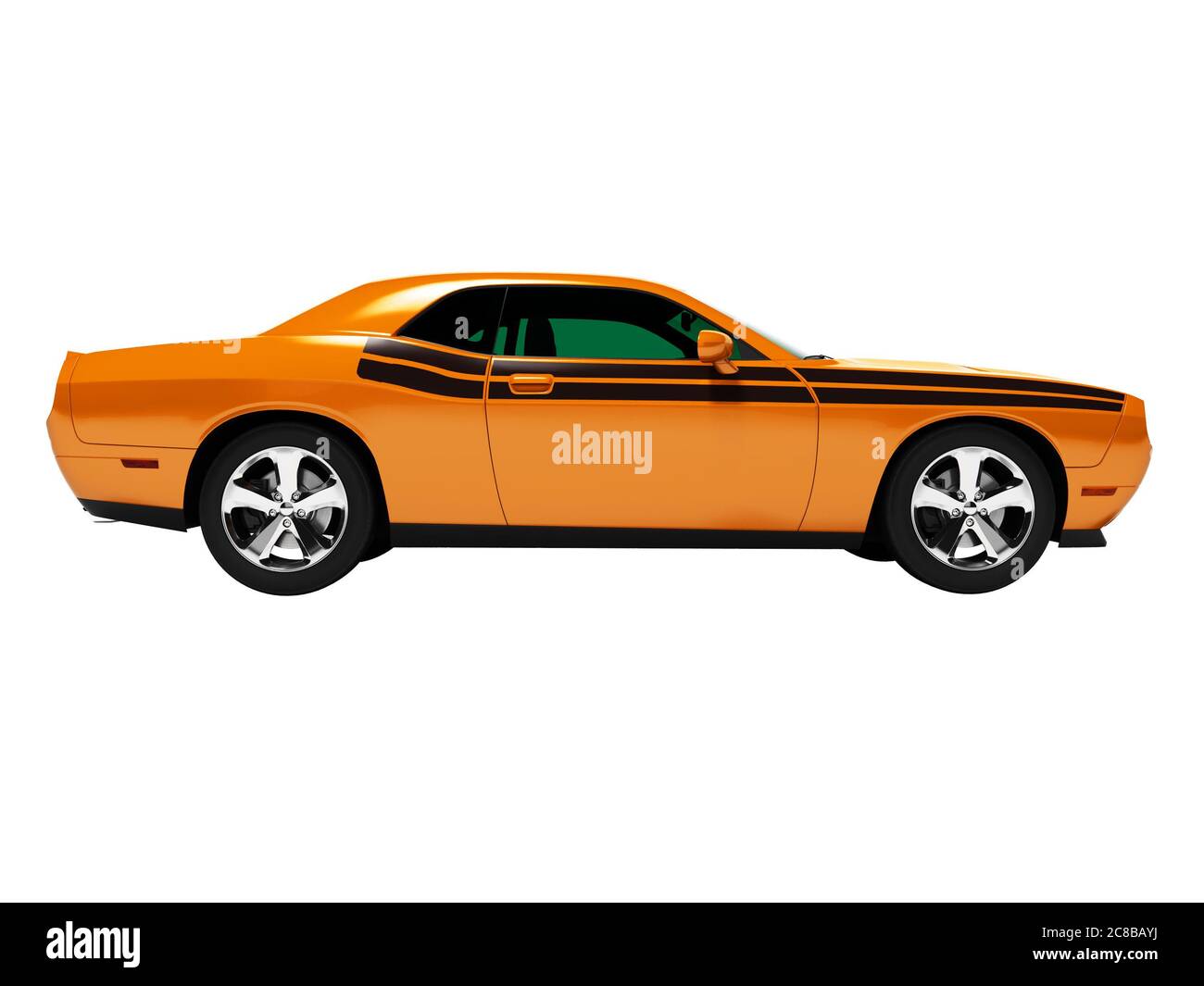 Sport Coupe arancione 3D render su sfondo bianco senza ombra Foto Stock