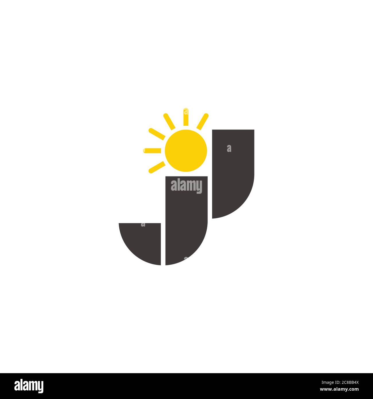lettera astratta jj shine sun design vettore adatto per emblema logo Illustrazione Vettoriale