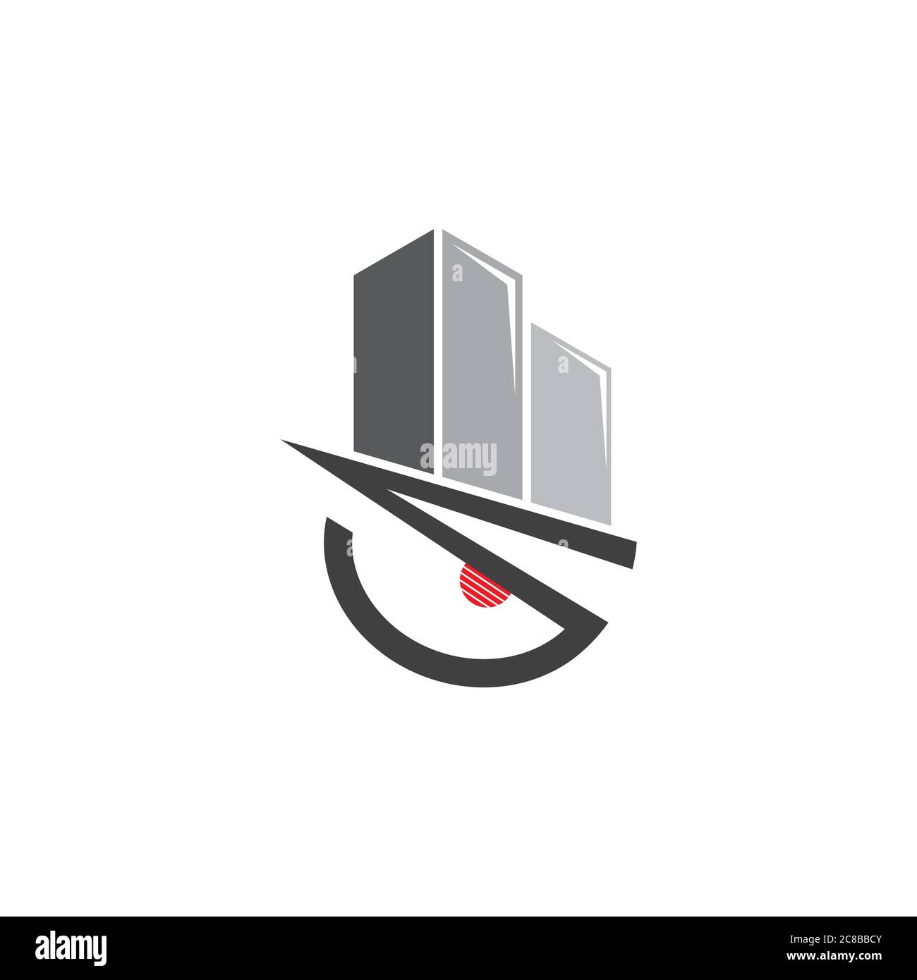 alto edificio vista strada disegno vettore logo Illustrazione Vettoriale