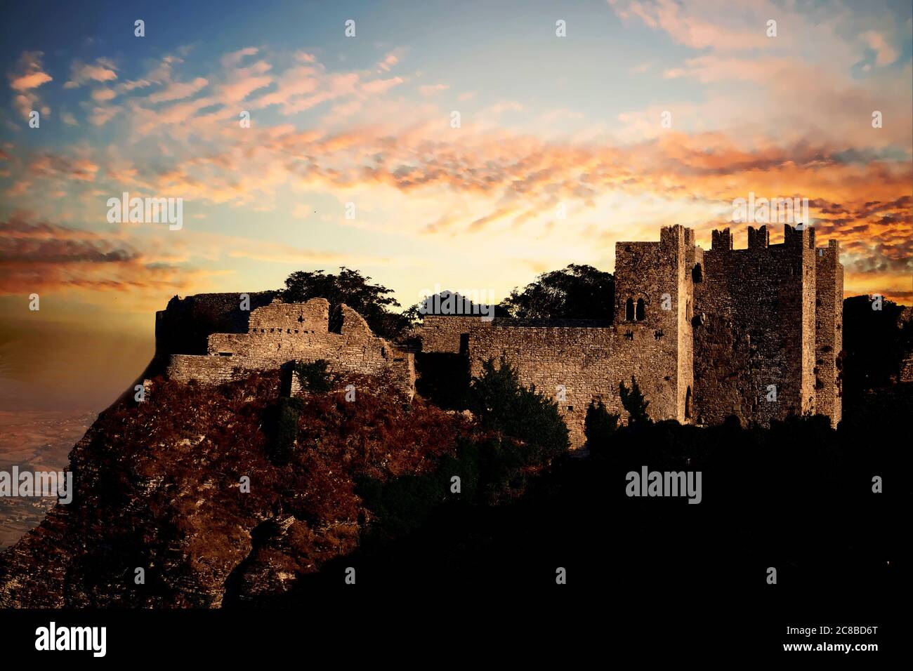 Castello medievale normanno di Venere a Erice, provincia di Trapani in Sicilia. Foto Stock