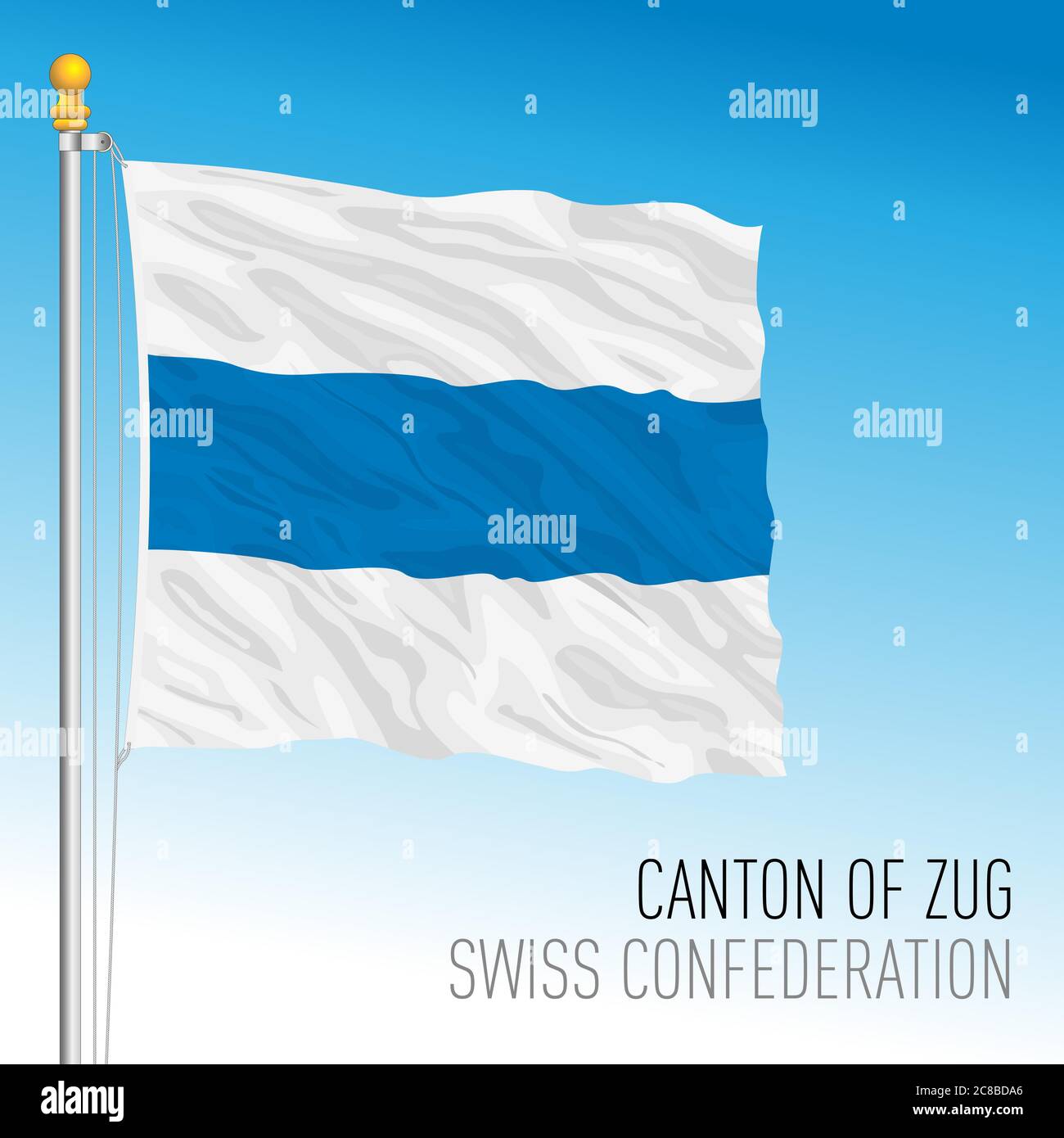 Cantone di Zugo, bandiera ufficiale, Svizzera, paese europeo, illustrazione vettoriale Illustrazione Vettoriale