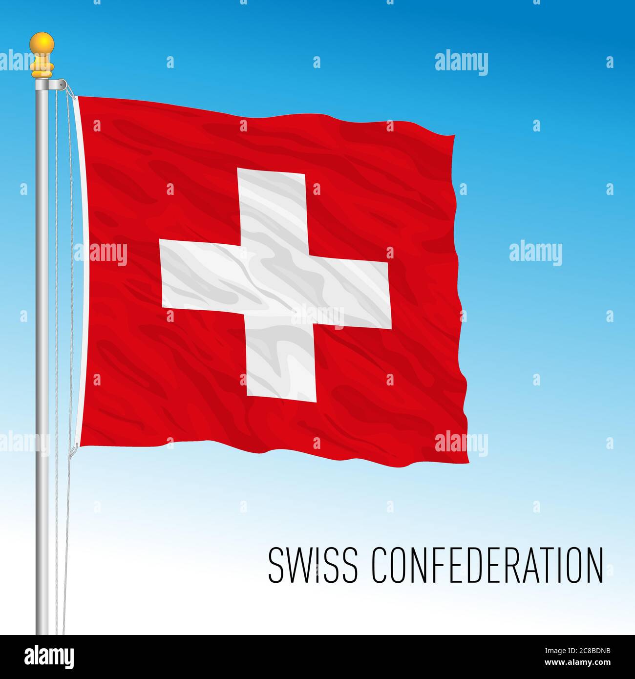Confederazione svizzera, bandiera ufficiale, Svizzera, paese europeo, illustrazione vettoriale Illustrazione Vettoriale