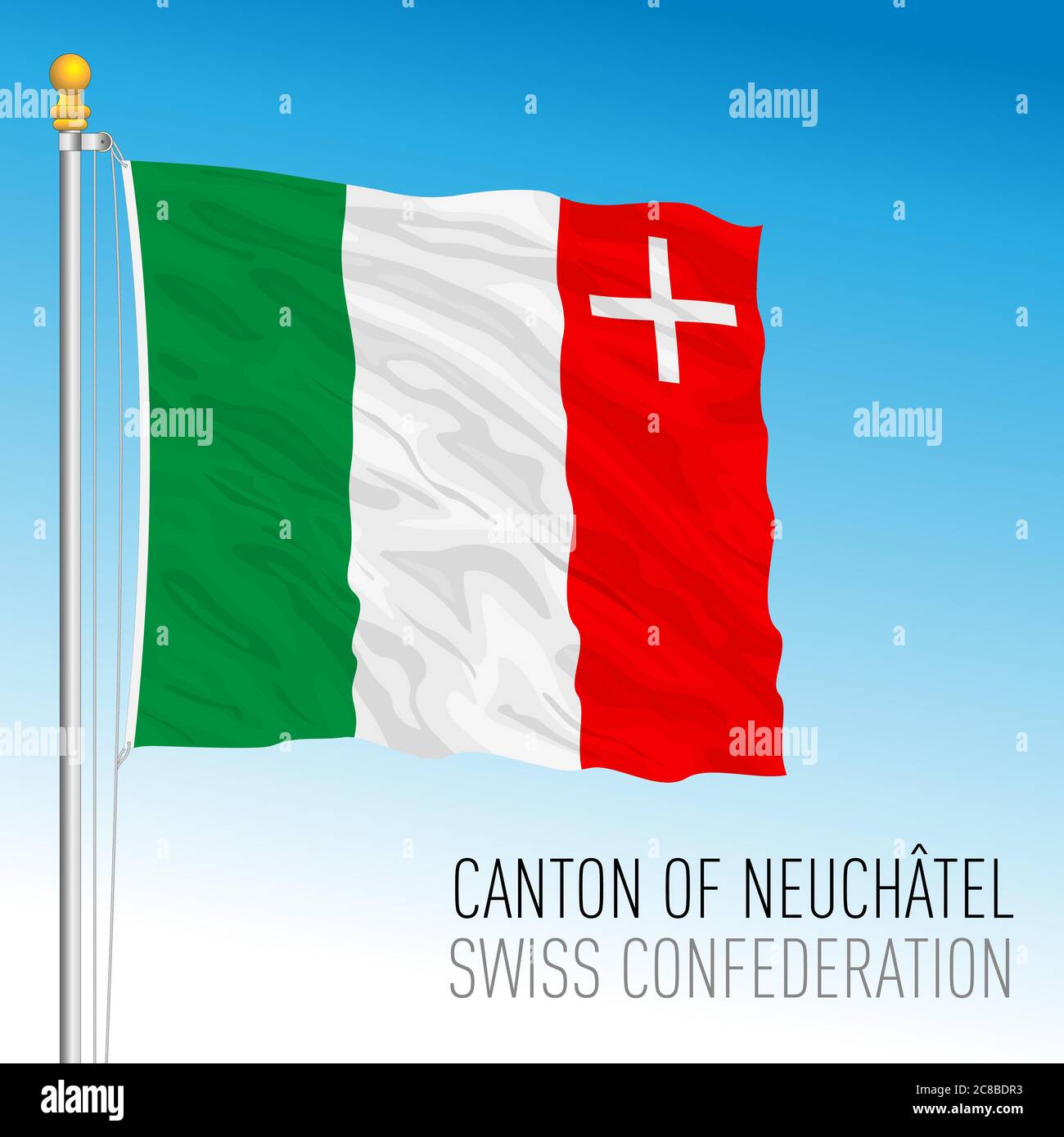 Cantone di Neuchatel, bandiera ufficiale, Svizzera, paese europeo, illustrazione vettoriale Illustrazione Vettoriale