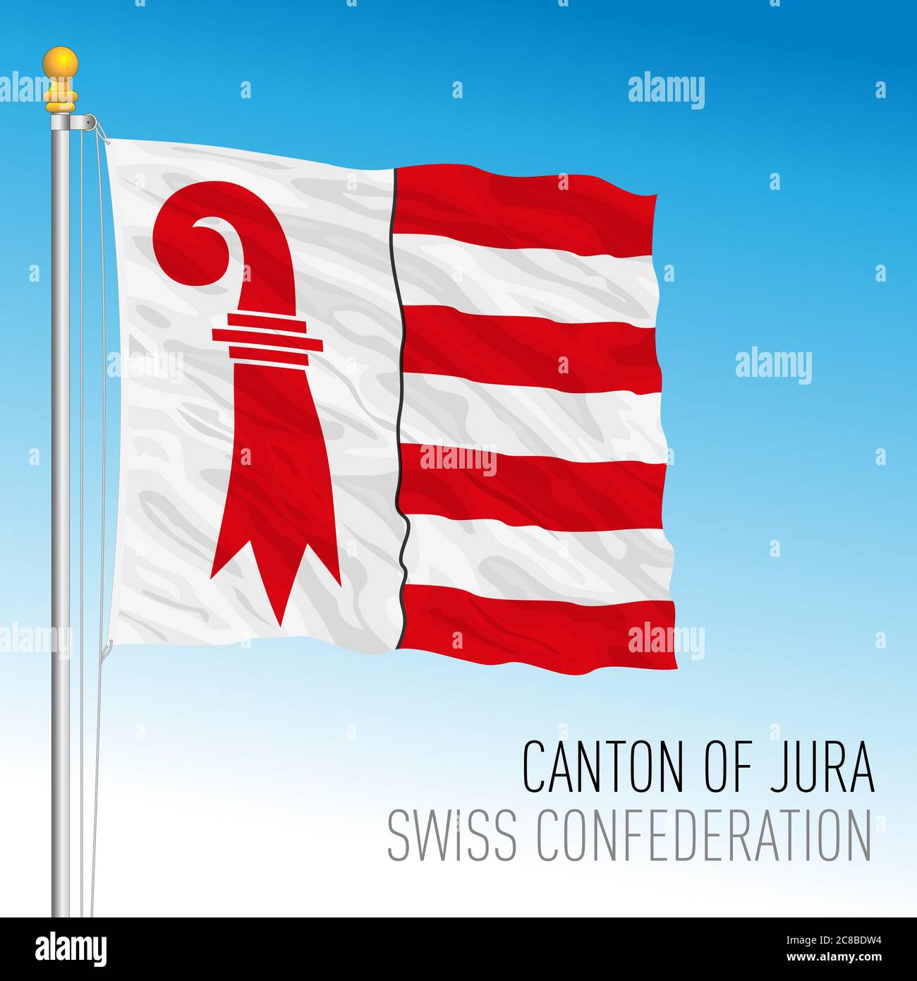 Cantone del Giura, bandiera ufficiale, Svizzera, paese europeo, illustrazione vettoriale Illustrazione Vettoriale