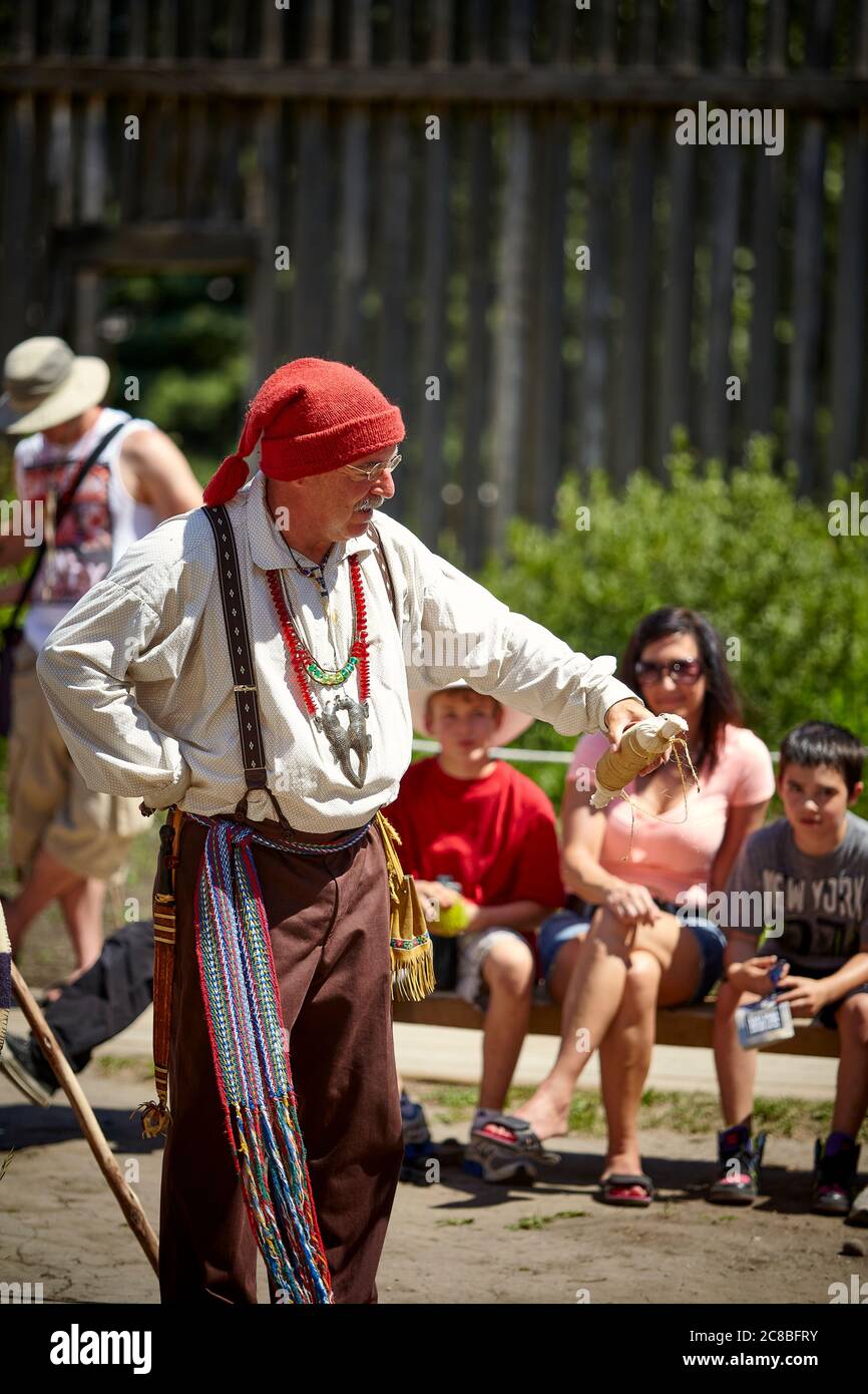 Una guida storica che insegna e illustra come la vita era di nuovo in Canada agli inizi del 1800 come un Fur Trader. Foto Stock