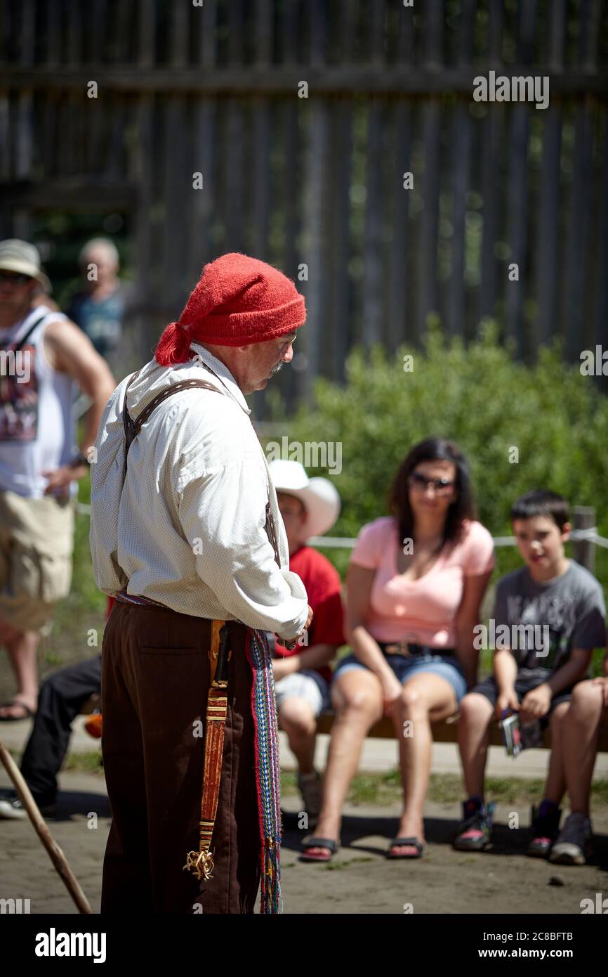 Una guida storica che insegna e illustra come la vita era di nuovo in Canada agli inizi del 1800 come un Fur Trader. Foto Stock