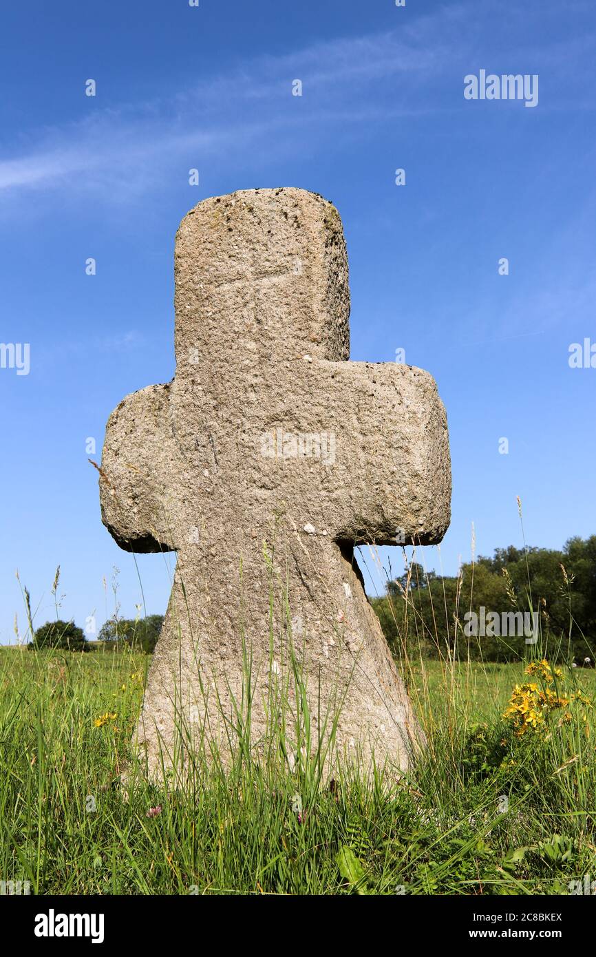 Croce di conciliazione nel villaggio di Hostickov, Repubblica Ceca Foto Stock